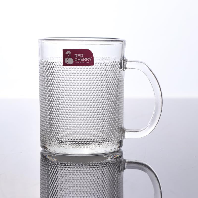 mb art Pack of 6 Borosilicate Glass, Glass Premium Embossed Glass Tea & Coffee Mug | Transparent Crystal Glass-picture-45