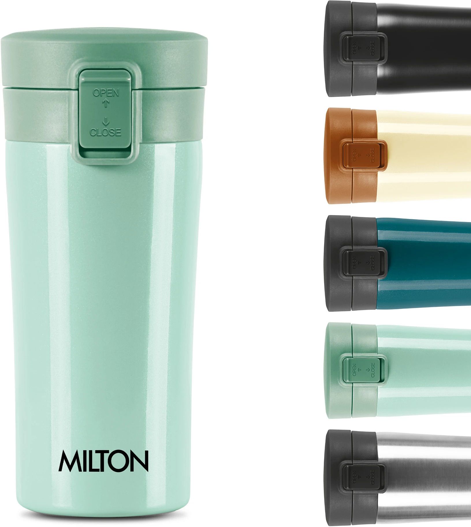 milton Insulated Steel Coffee Travel, ISI Certified, Anti Skid Bottom, Light Green Stainless Steel Coffee Mug-picture-14