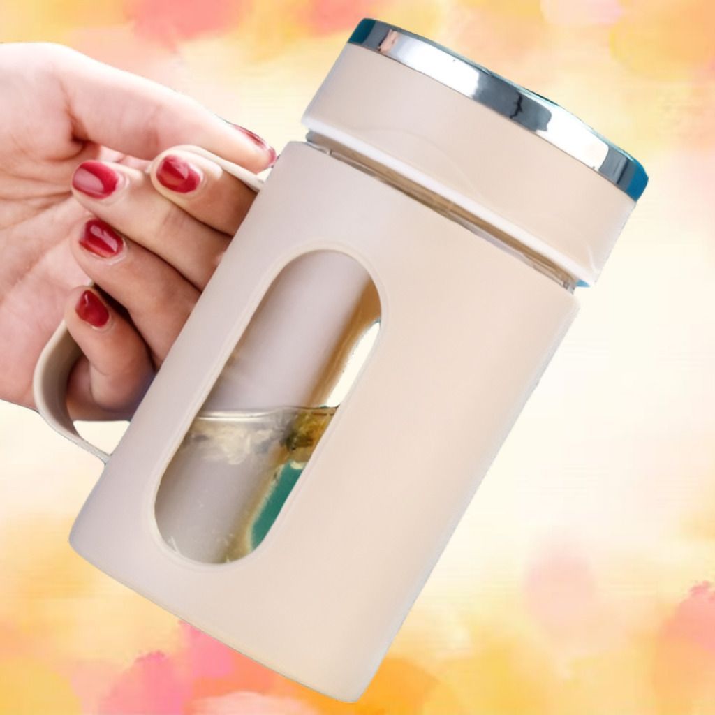 Silicone Covered Glass Bottle for Home Use Glass Coffee Mug-image-29