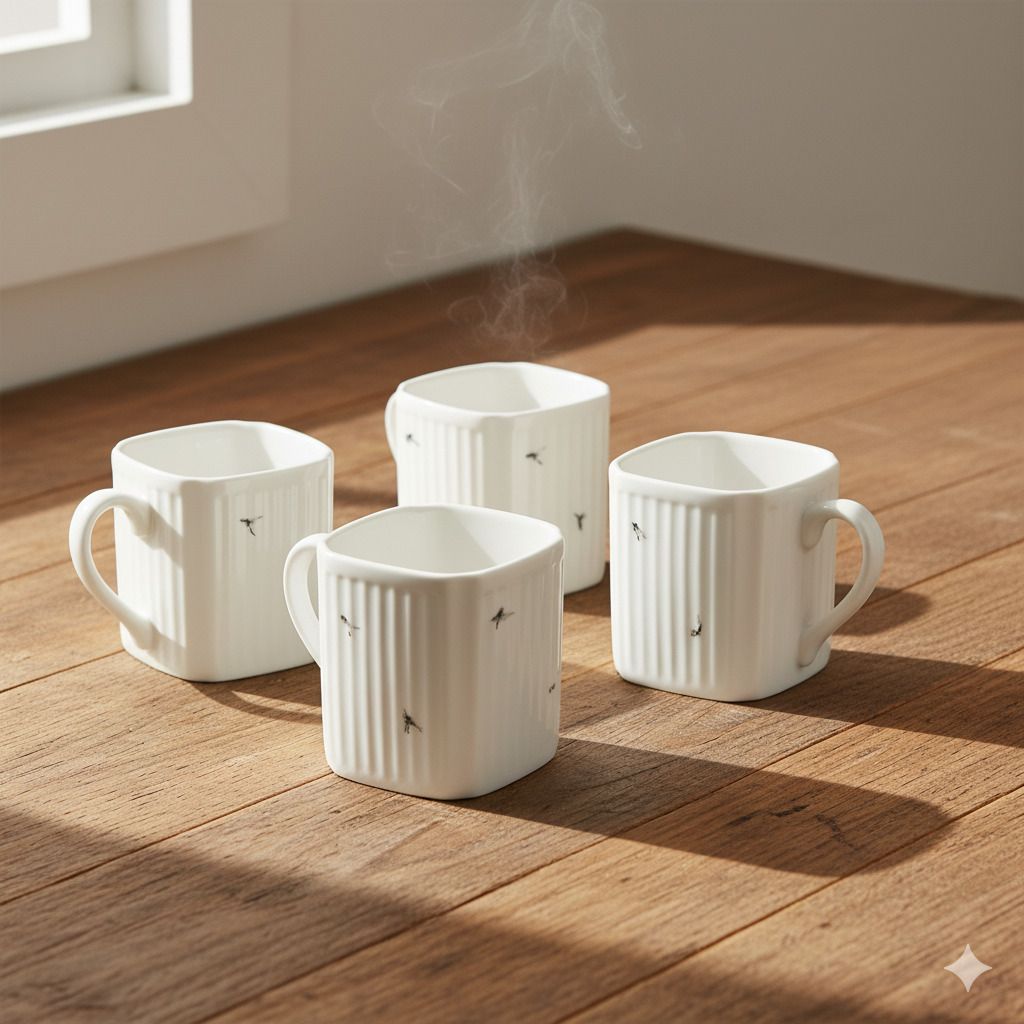 Square Shape Coffees/ Cups Set of 4 Ceramic Coffee Mug-image-43