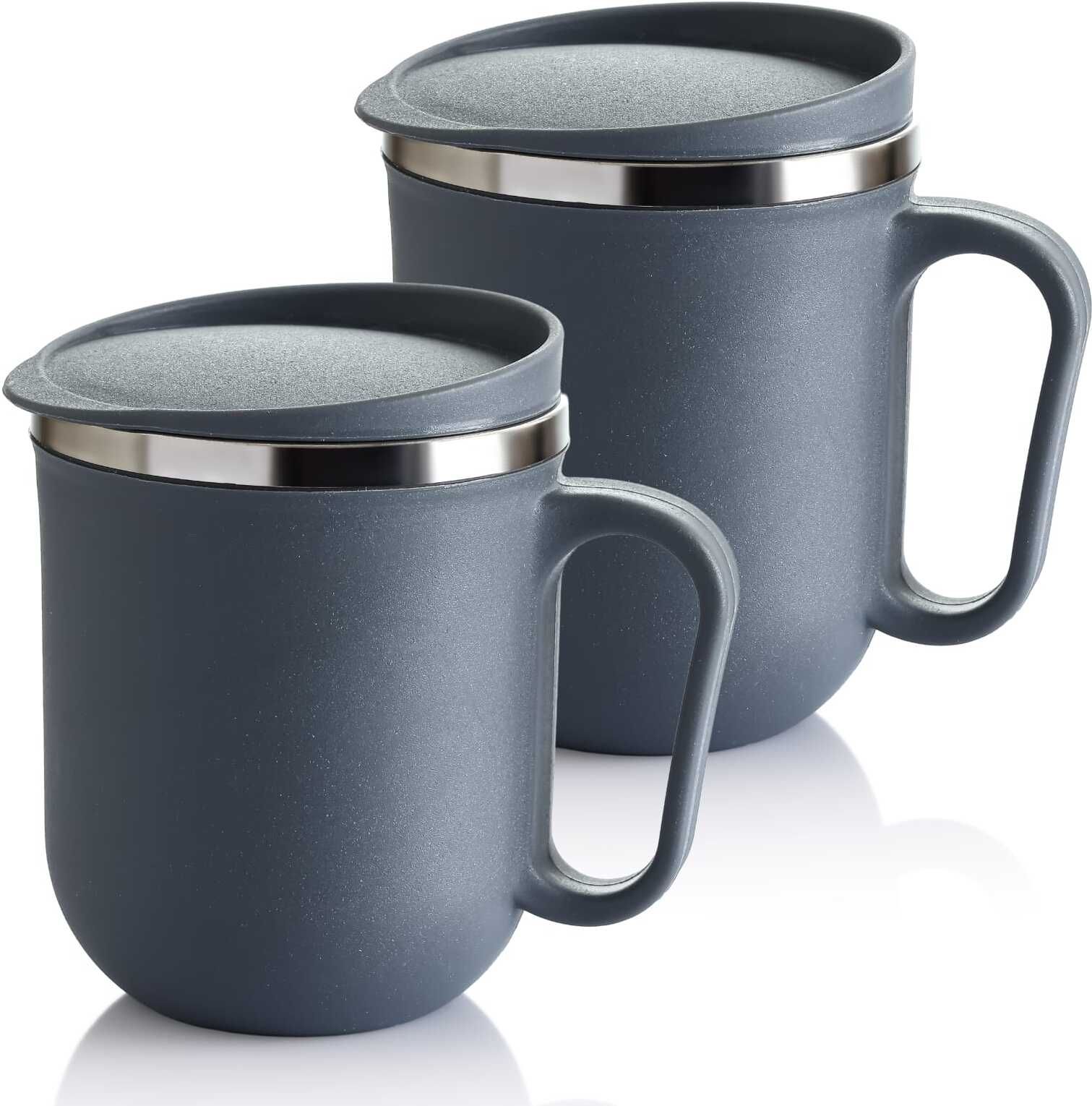 Double-Wall Steel Inner Plastic Outer Tea Coffee (Set of 2) Plastic, Stainless Steel Coffee Mug-image-20
