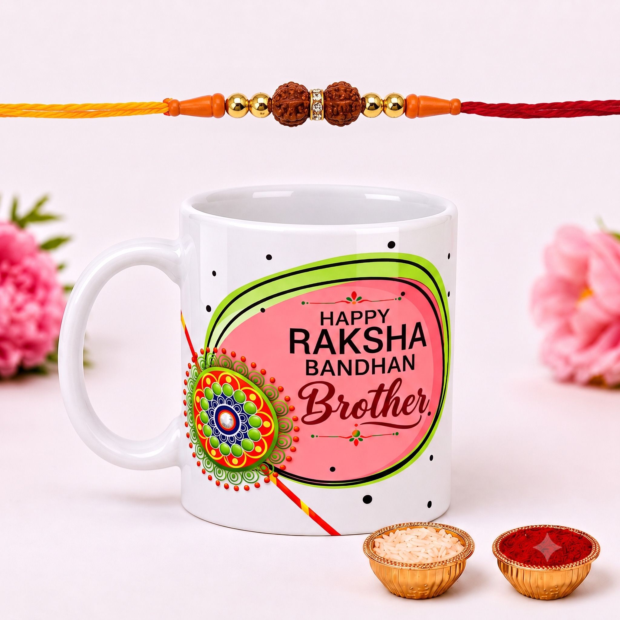Rakhi Set For Brother Printed Coffee A99(1 Rakhi ,1 and Roli Chawal) Ceramic Coffee Mug-image-31