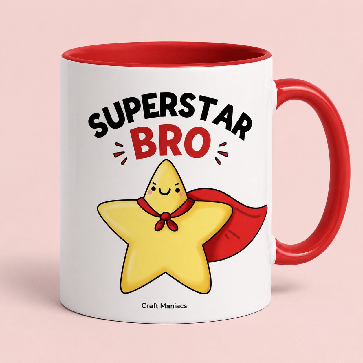 SUPER STAR BRO 330 ML RED RIM MUG FOR BEST BROTHER Ceramic Coffee Mug-image-41