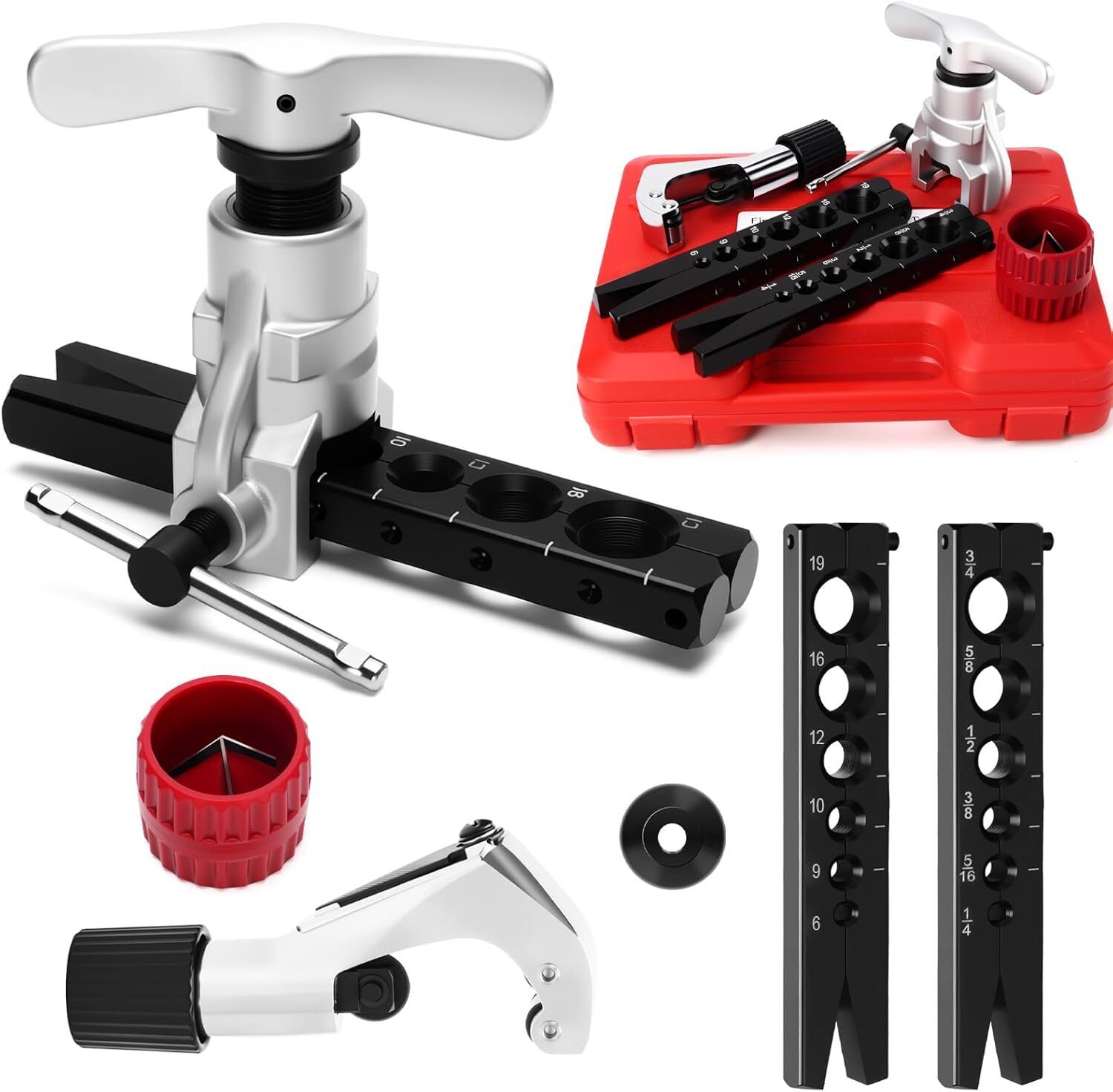 uptodateprouducts Flaring Tool Kit HVAC, Copper Pipe 1/4''-3/4'' and 6-19mm 45° CT-806AM-F Multi Vise Tool-picture-1