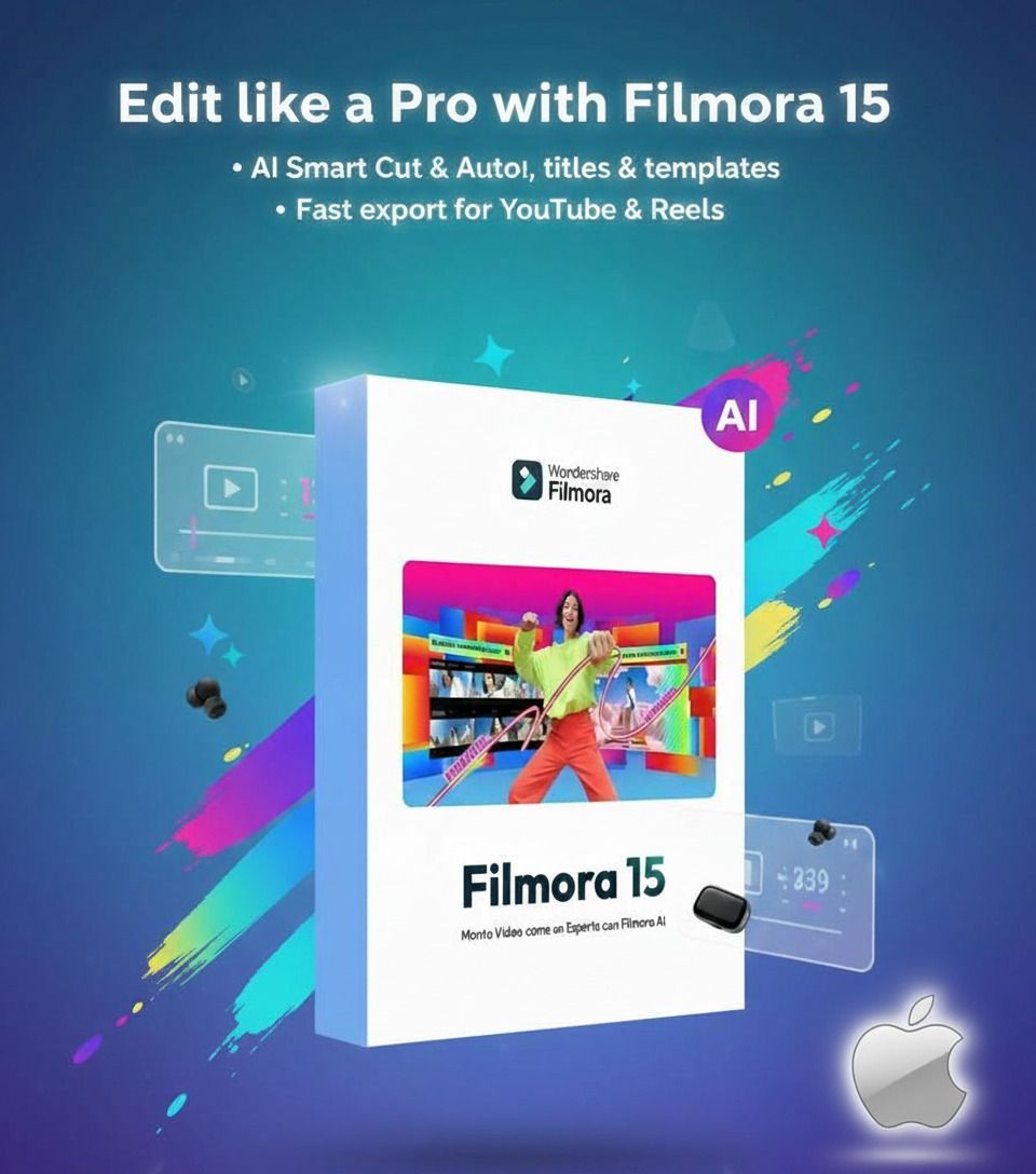 Wondershare Filmora 15 Video Editor|Mac OS, Activation Voucher w/ 1 Year 1 PC License| Standard Edition