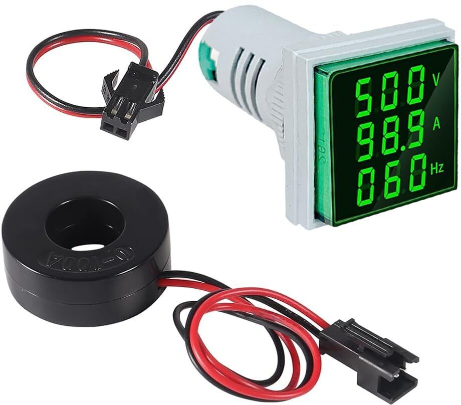LED AC Current Voltage Frequency Light 60-500V 0-100A Digital Ammeter Voltmeter Digital Voltage Tester-image-42