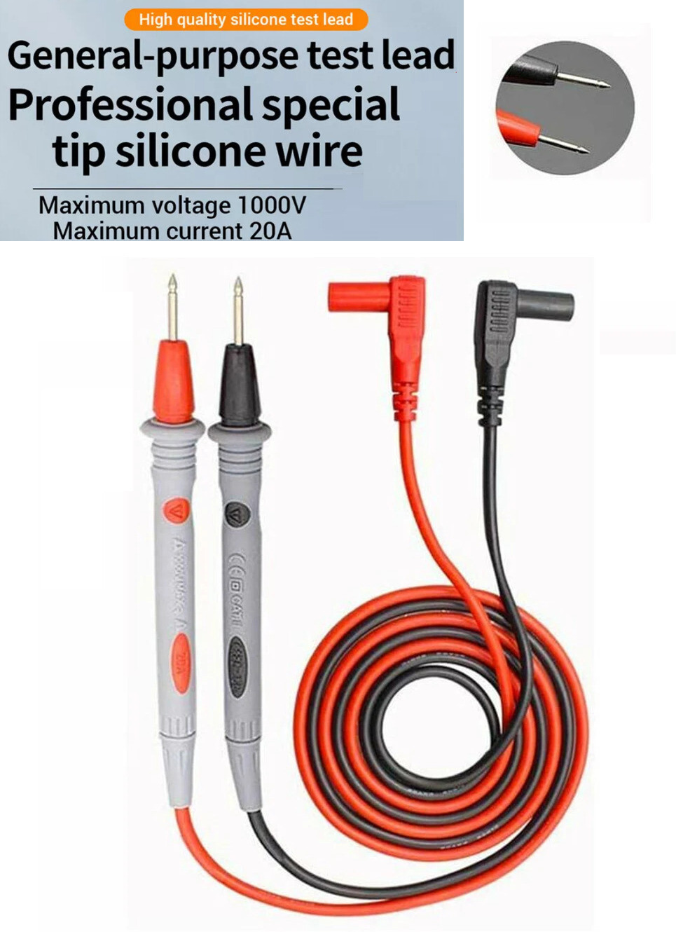 balrama Test Probe for Digital Multimeter Lead Test Probe Cord Wire Needle Plug Type Cab Analog Multimeter image 1