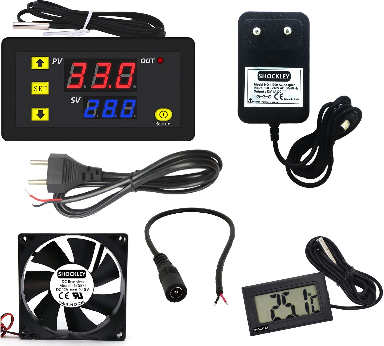 shockley XH-W3230 -50 110c 220V AC Thermostat + 1 FAN + 12V 1 Amp Adaptor + Thermometer Multipurpose Controller-picture-47
