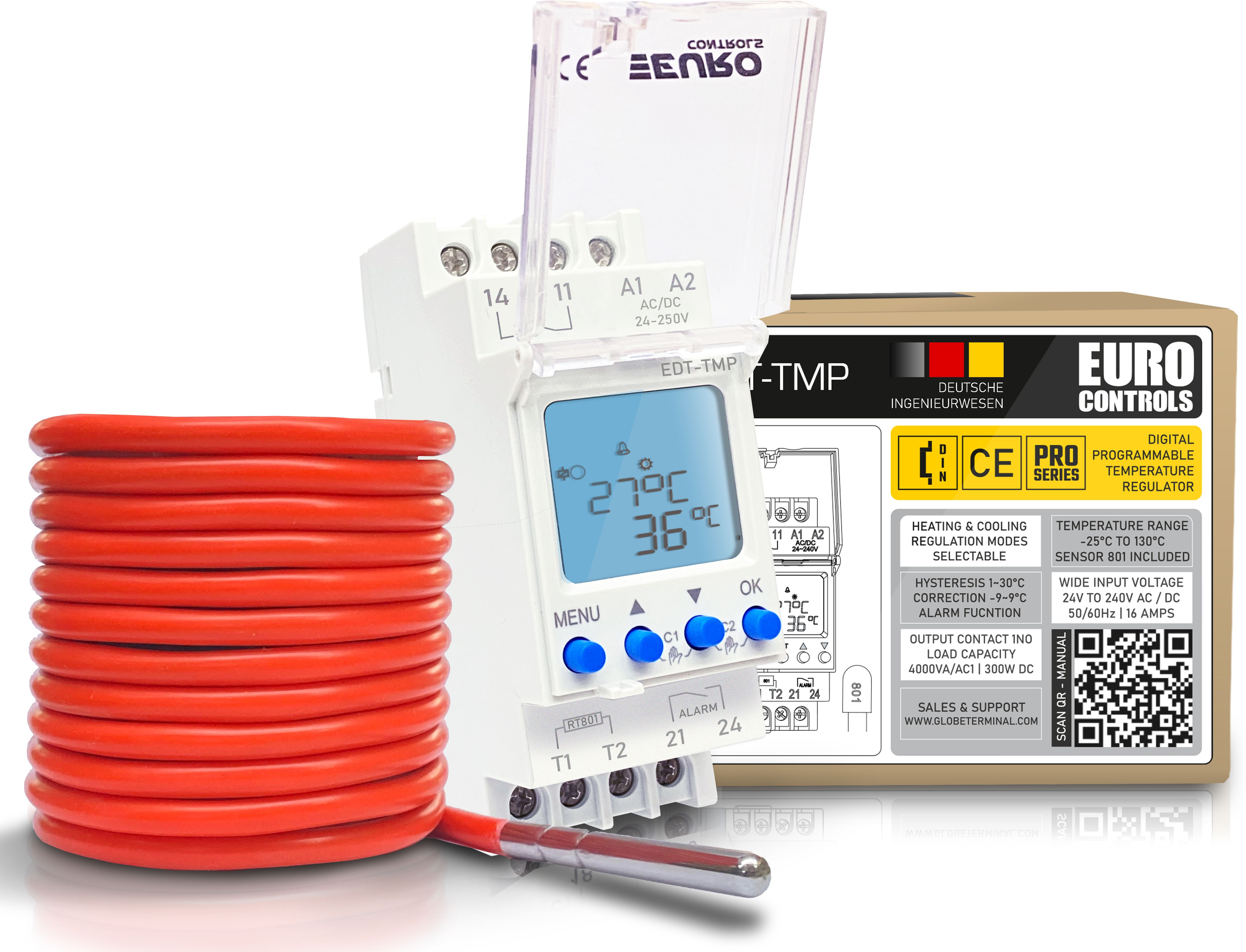 Euro Controls EDT-TMP Temperature Controller -25 to 130° C with Sensor Heating & Cooling Multipurpose Controller-picture-16