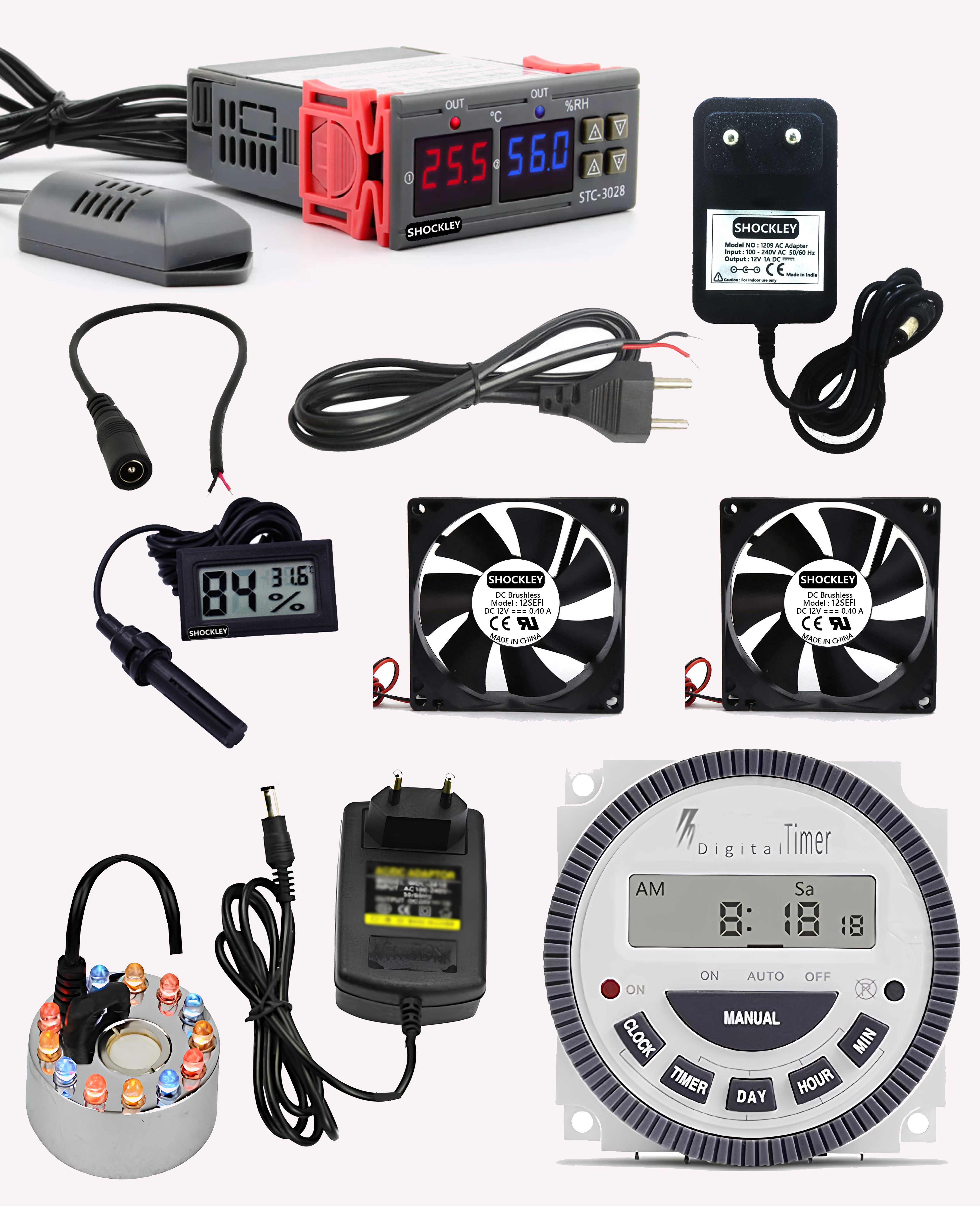 shockley STC-3028 + 1 AMP ADAPTER + Main Cord + 2 Fan + Hygrometer + FOG MAKER + Timer Multipurpose Controller-picture-10