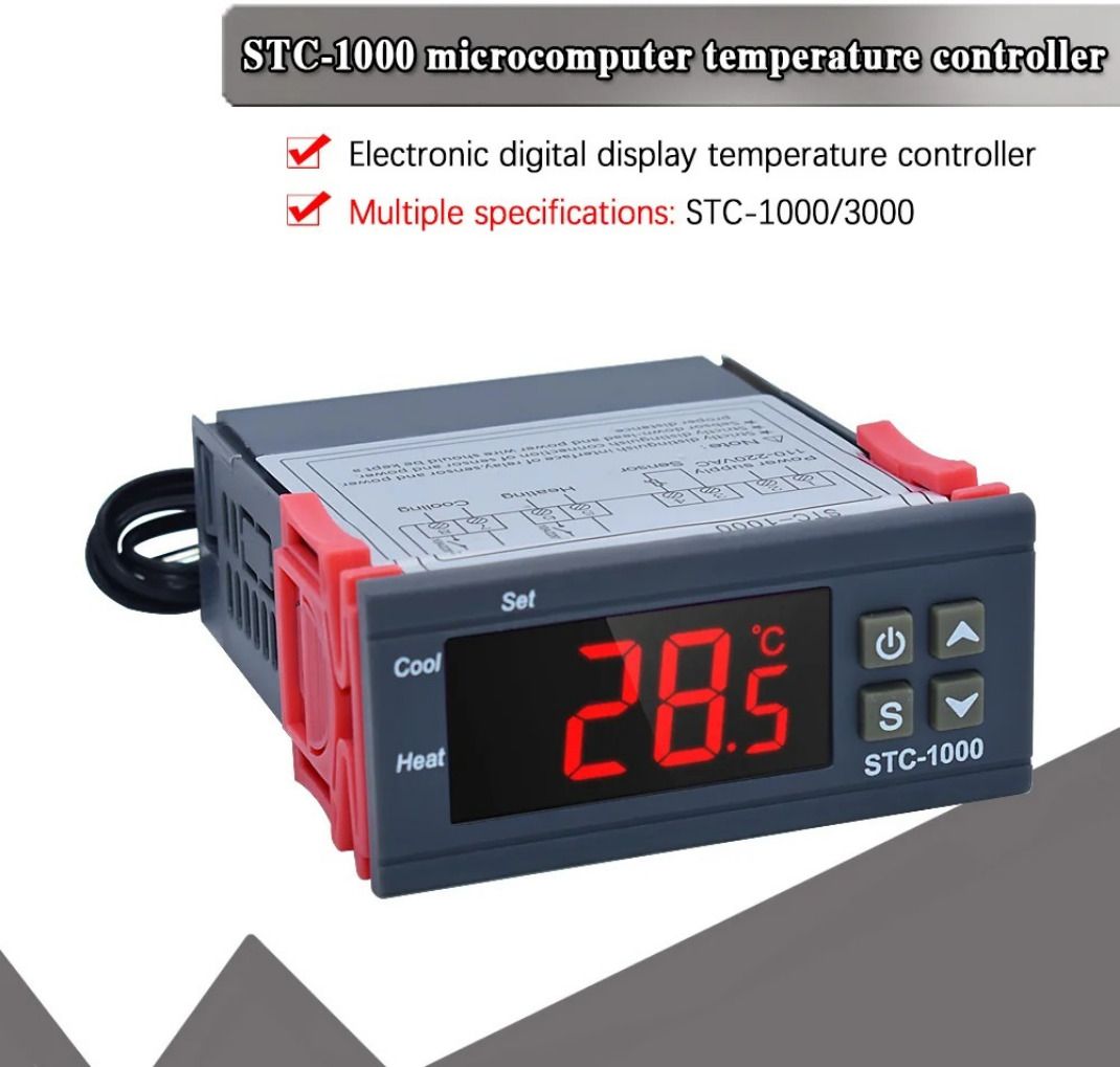TM&W STC-1000 Digital Temperature Controller Thermostat with Sensor 220V, Multipurpose Controller