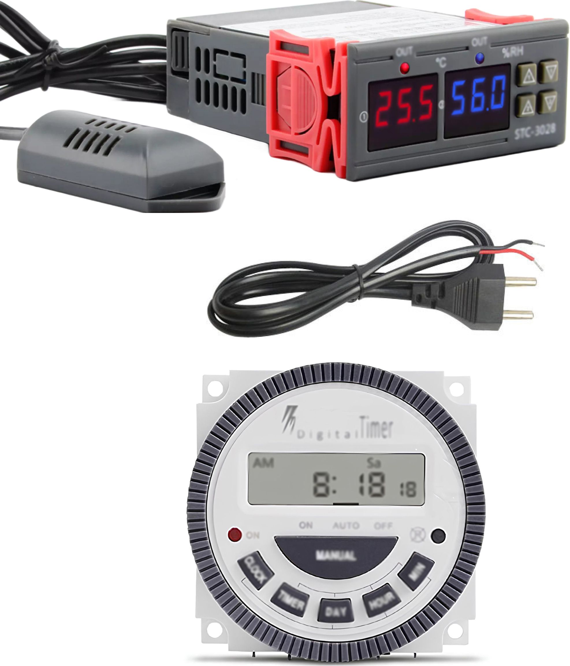 shockley STC-3028 Temperature Humidity Controller Dual LED Digital + Mains Cord + TIMER Multipurpose Controller-picture-22