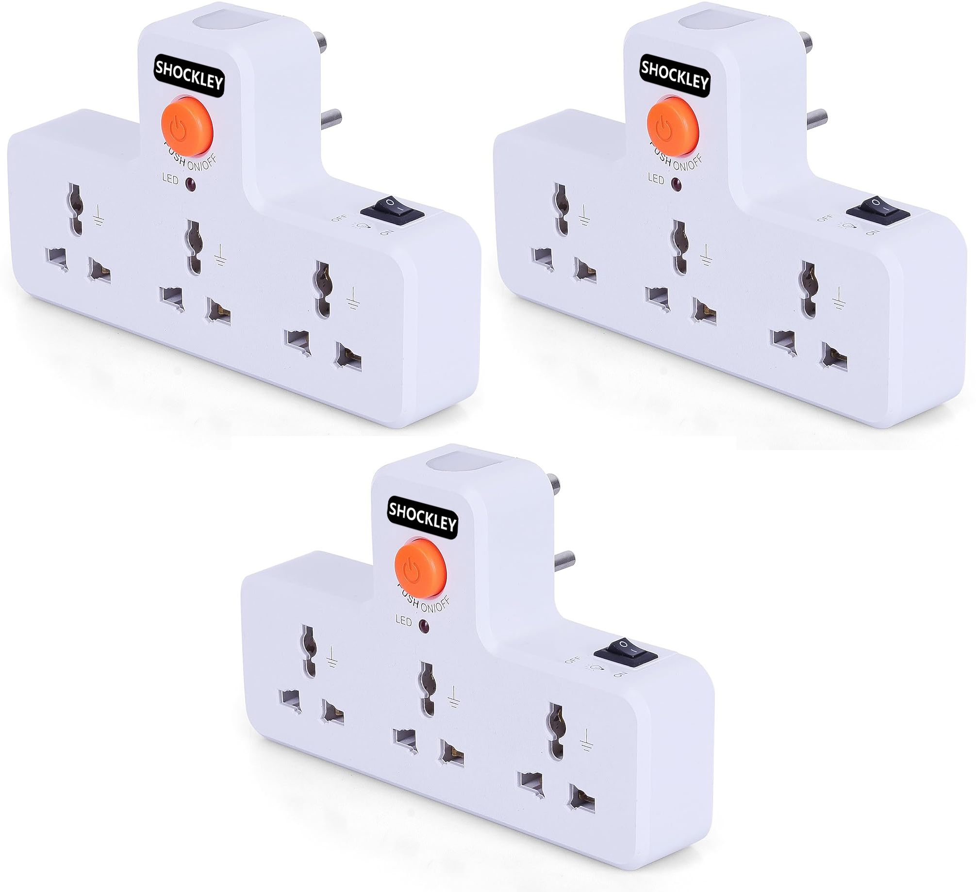 shockley 3 Way Multi Plug Night Lamp Extension Board Switch Socket 6 AMP universal (3 Pc) Multipurpose Controller-picture-36