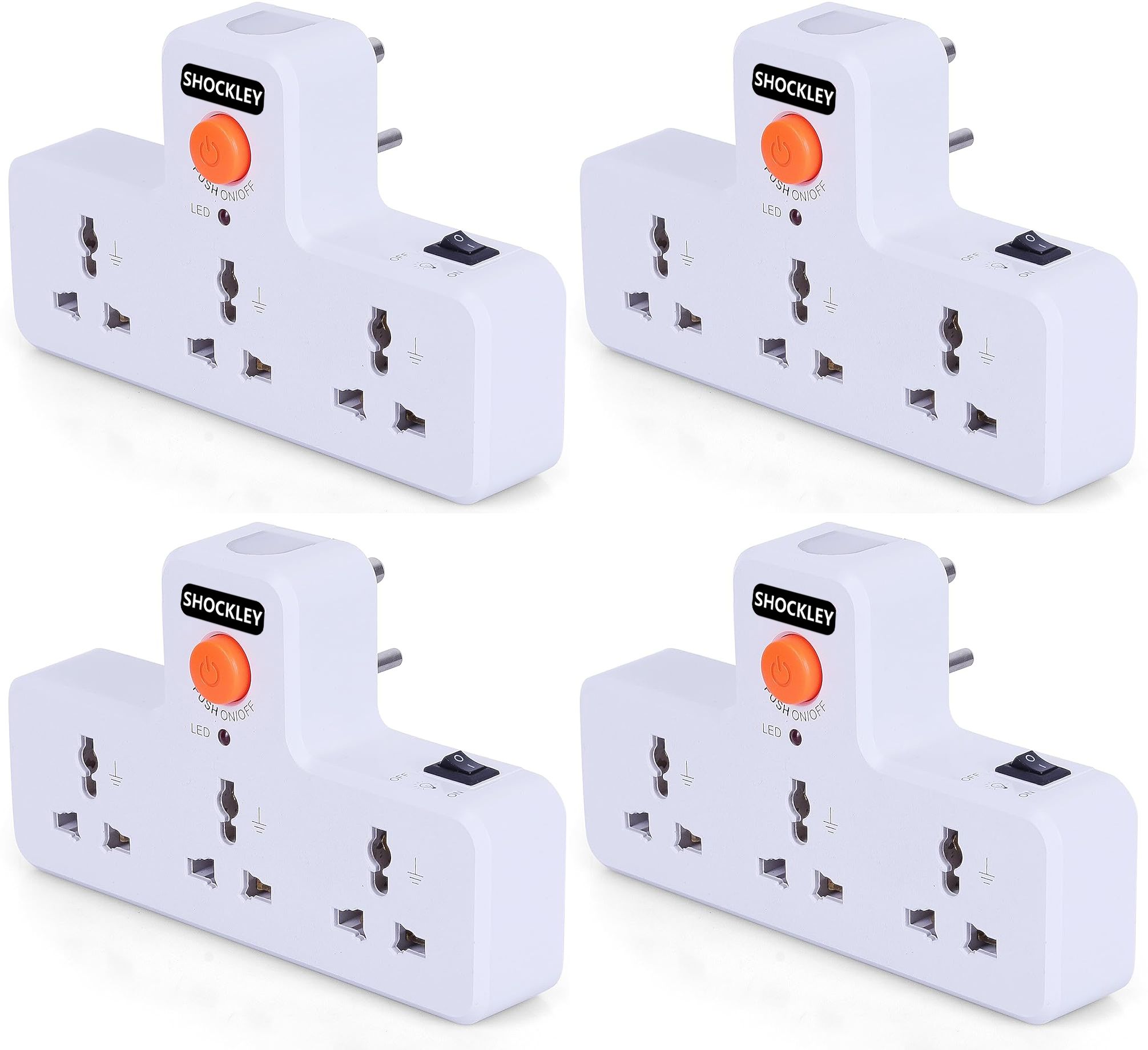 shockley 3 Way Multi Plug Night Lamp Extension Board Switch Socket 6 AMP universal (4 Pc) Multipurpose Controller-picture-35