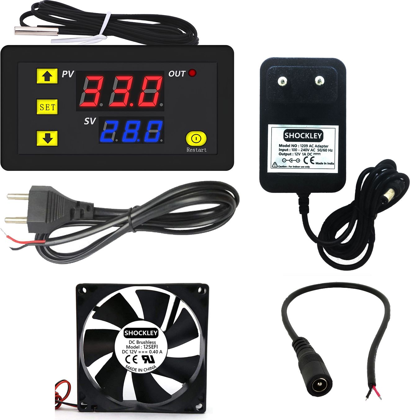 shockley XH-W3230 -50 110c 220V AC Thermostat + 1 FAN + Jack + cord + 12V 1Amp Adaptor Multipurpose Controller-image-39