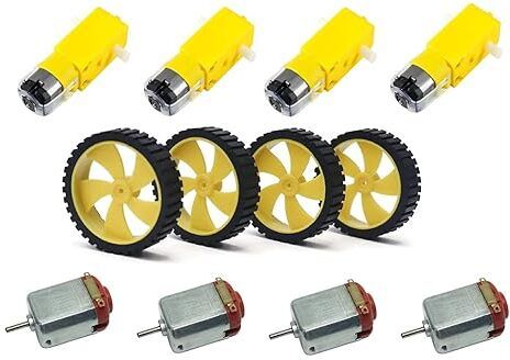 ROBODIUM Dual Shaft DC Motor with 2 in 1 Tire Wheel 3-6V Dual Shaft Gear Motor Multipurpose Controller