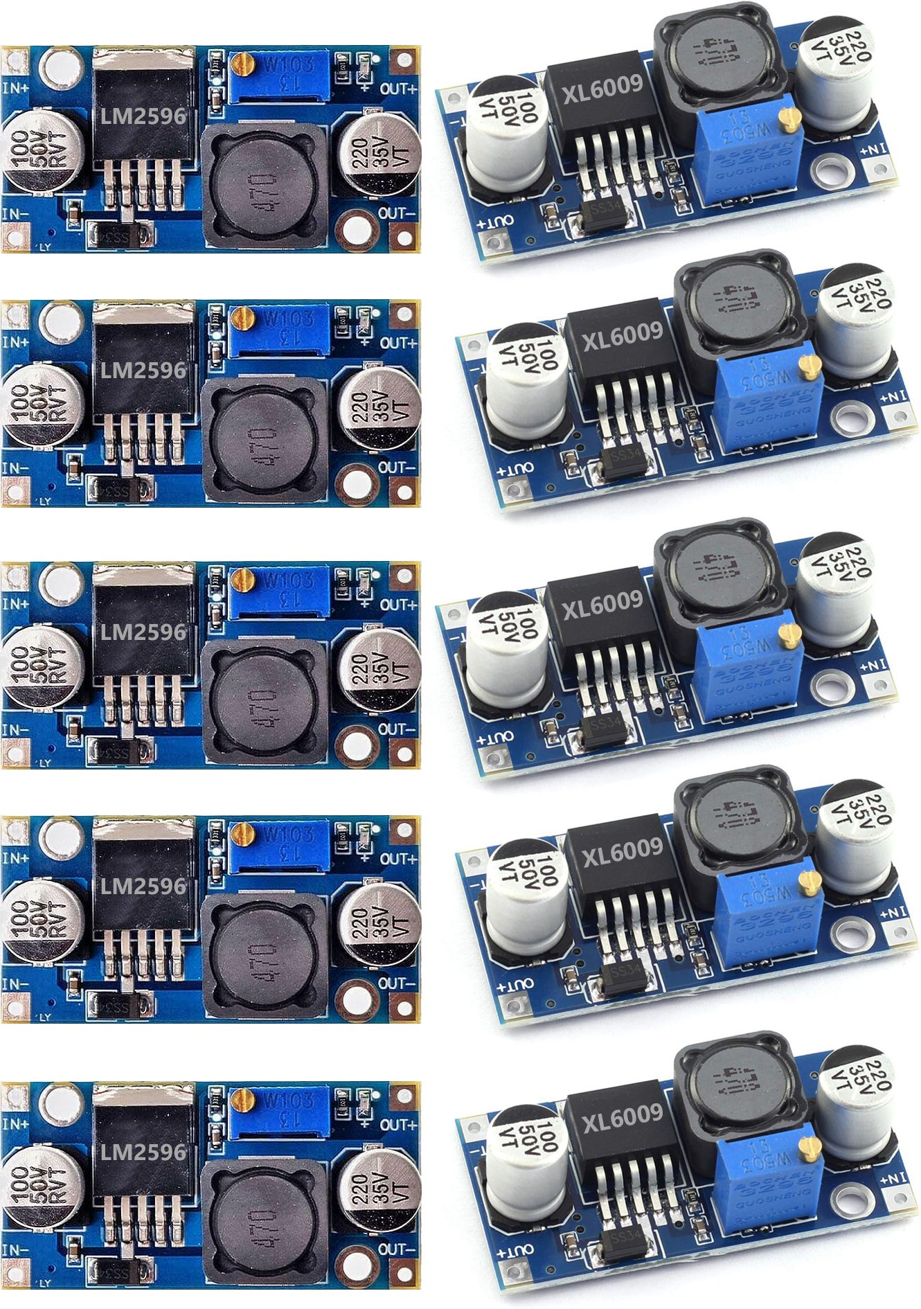 shockley LM2596 & XL6009 DC Buck Boost Converter Module COMBO (5 Pc LM2596) (5 Pc XL6009) Multipurpose Controller-picture-33