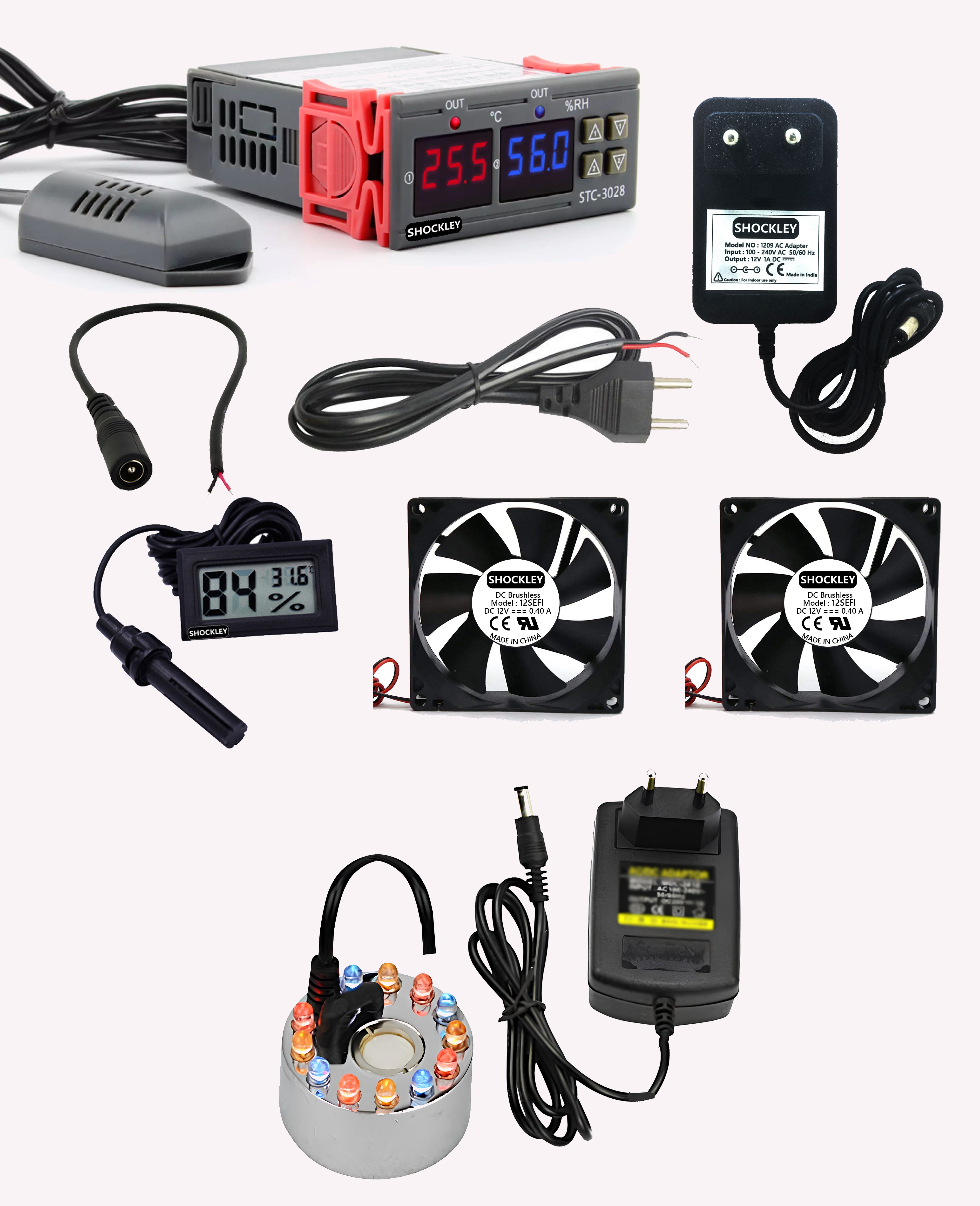 shockley STC-3028 + 1 AMP ADAPTER + Main Cord + 2 Fan + Hygrometer + DC JACK + FOG MAKER Multipurpose Controller-picture-41