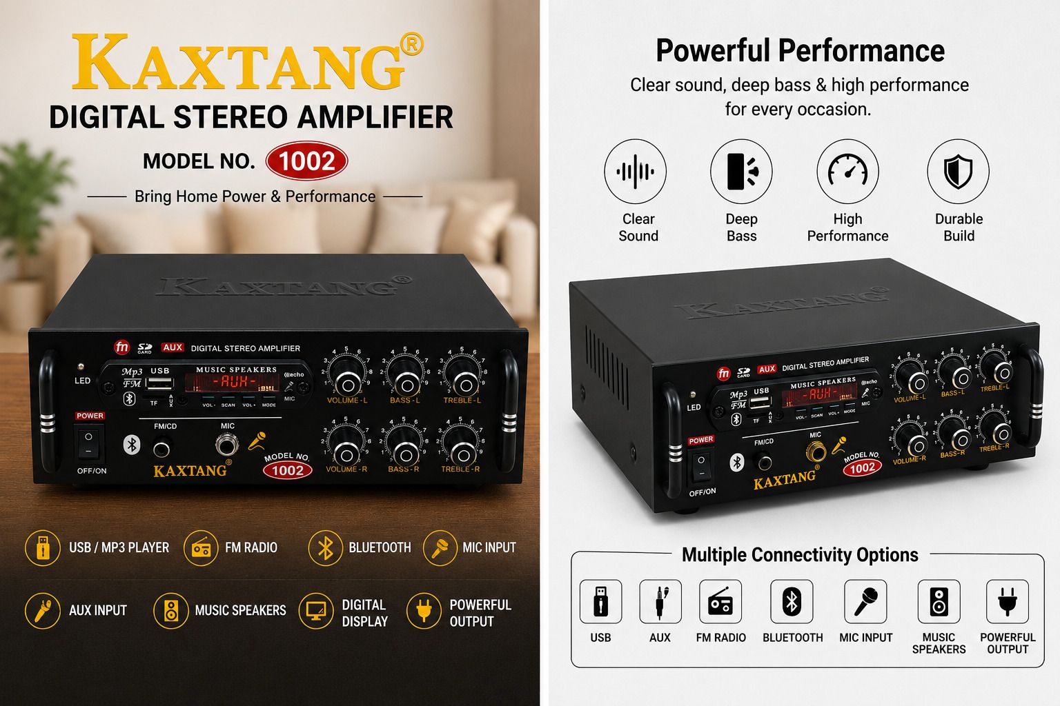 kaxtang DJ rocking clan 1002 big Digital Stereo With BT/ USB/ SD-Card /FM /AUX 5000 W AV Bass Amplifier-picture-13