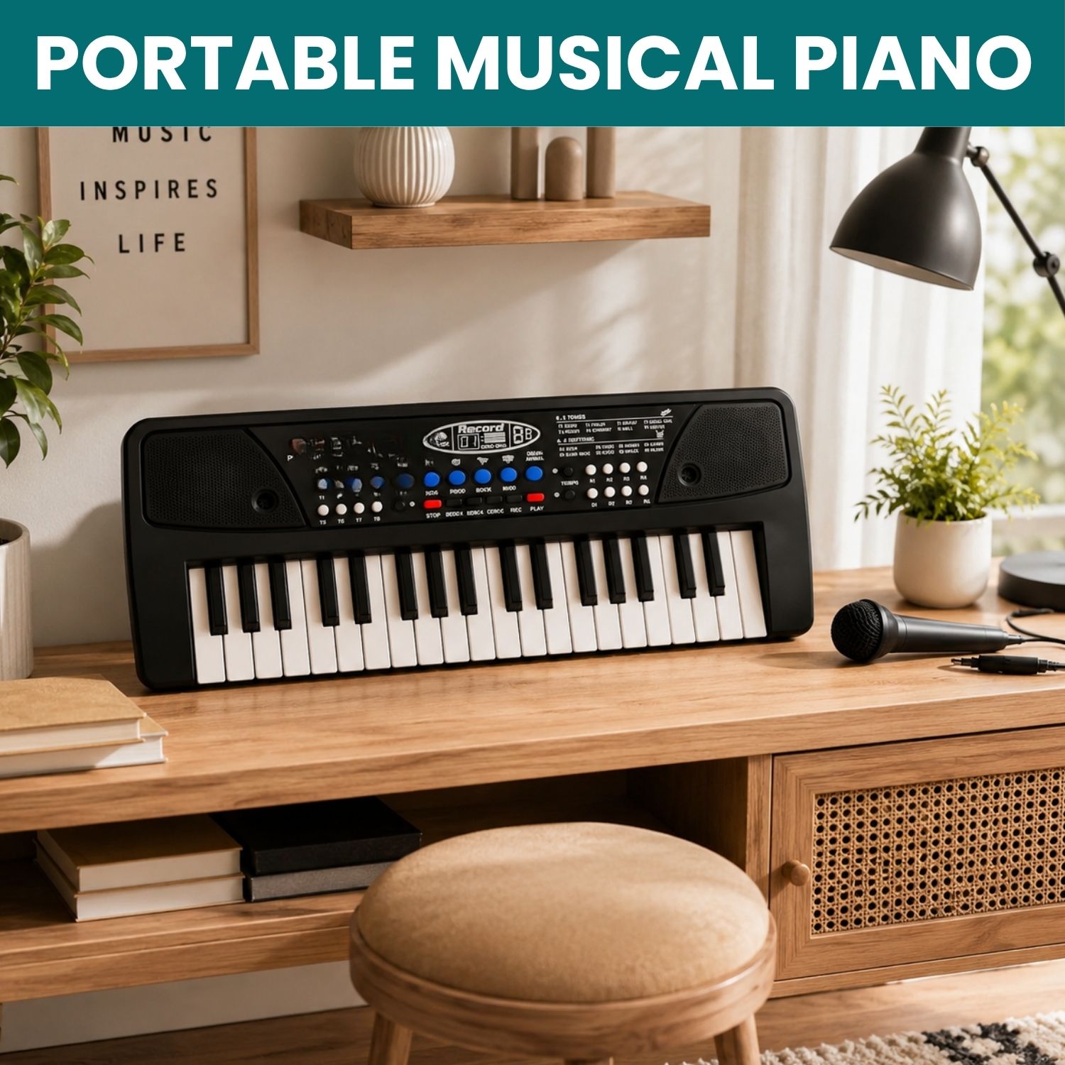 guggu Piano Keyboard With Mic 37 Keys Music Toy Protable Electronic Piano for KidsY388 Piano Keyboard With Mic 37 Keys Music Toy Protable Electronic Piano for KidsY388 Analog Digital Piano-picture-9
