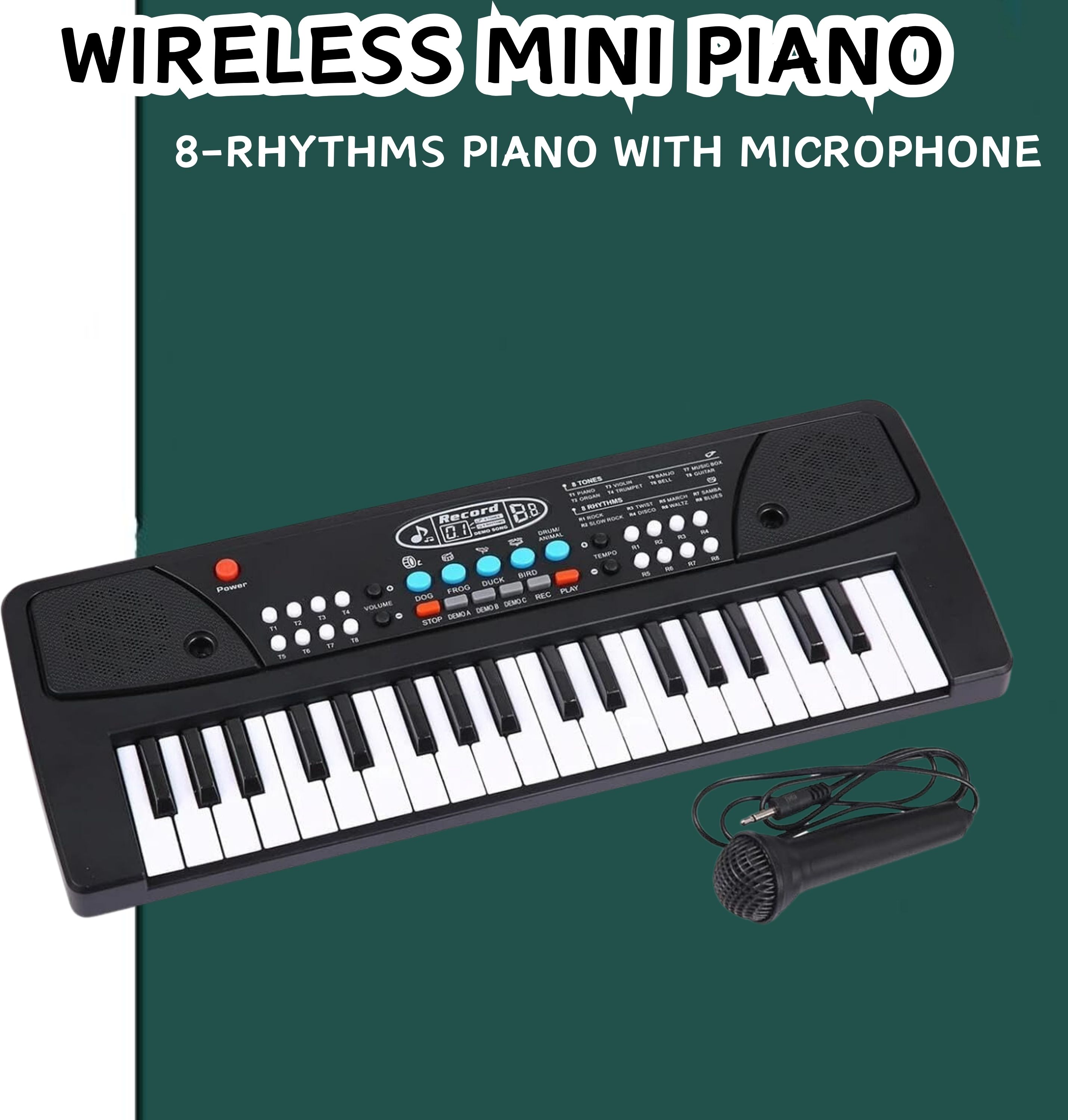 sacro (Piano Keyboard) Toy with 37 Key, Recording and Mic, Adapter for DC Power E480 (Piano Keyboard) Toy with 37 Key, Recording and Mic, Adapter for DC Power E480 Analog Portable Keyboard-picture-4