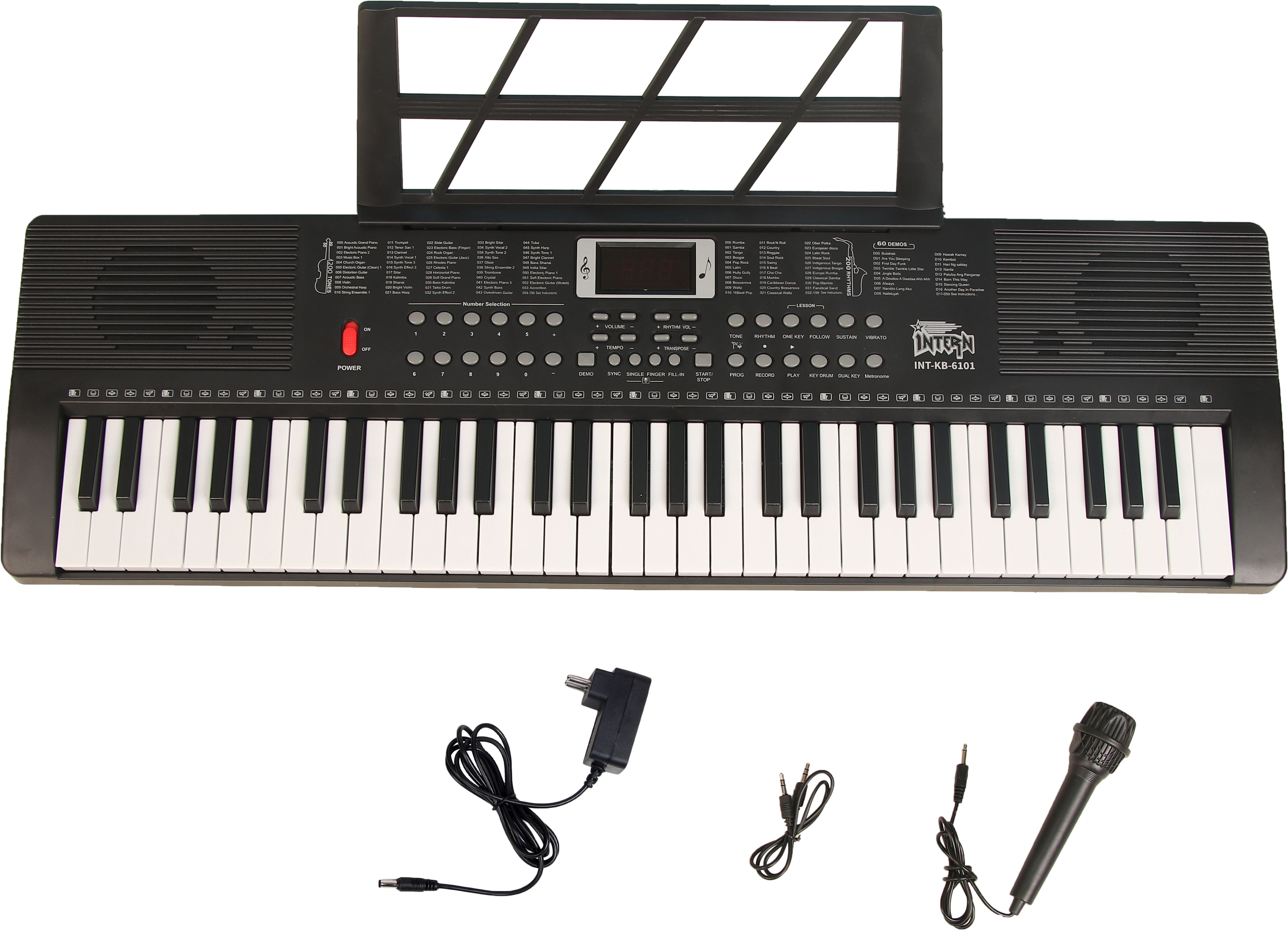 INT-KB 61 Keys Touch Response Portable Piano Keyboard with Mic and 5V Power Adapter Digital Portable Keyboard