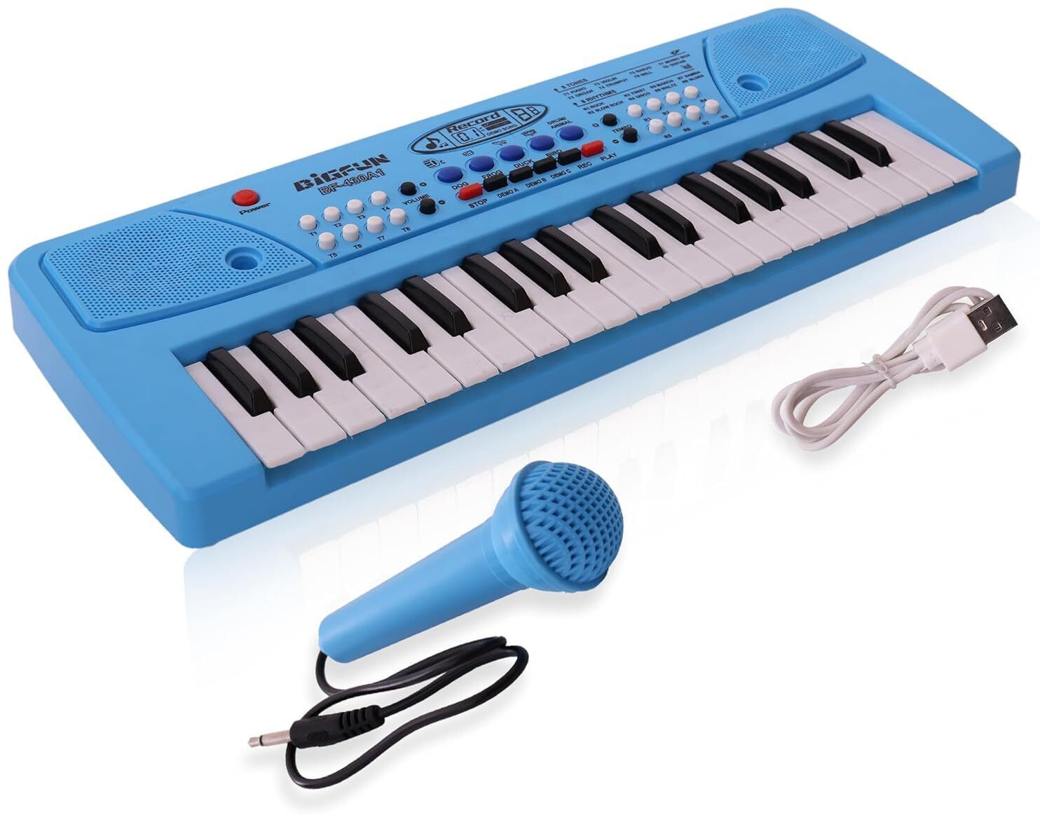 jericos Blue 37-Key Kids Keyboard Piano with Mic, Recording & 6 Demo Songs-picture-41