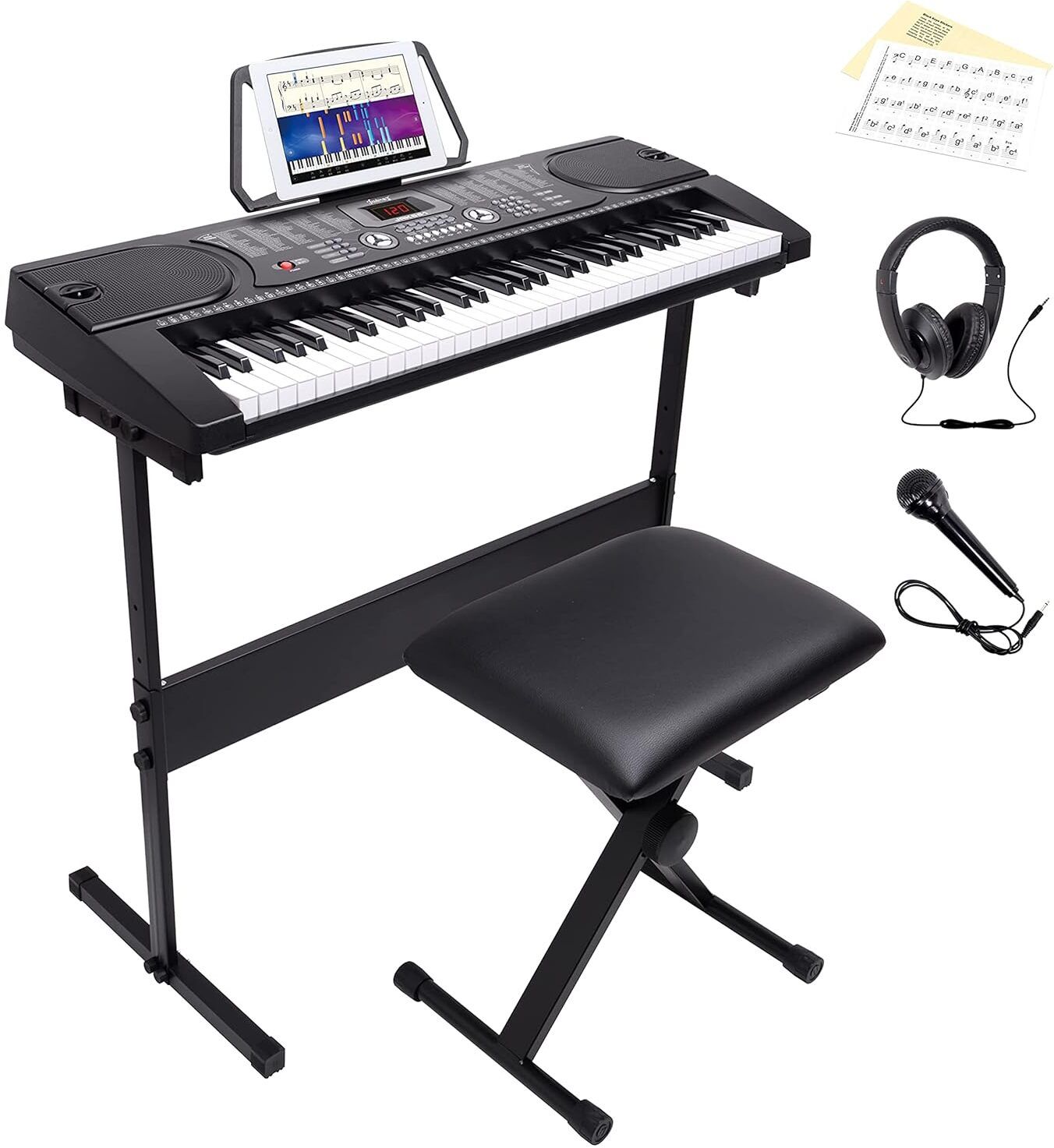 juarez JRK661KIT LED Display | Adapter | Key Note Stickers | Mic |Music Sheet Stand Analog Portable Keyboard-picture-15