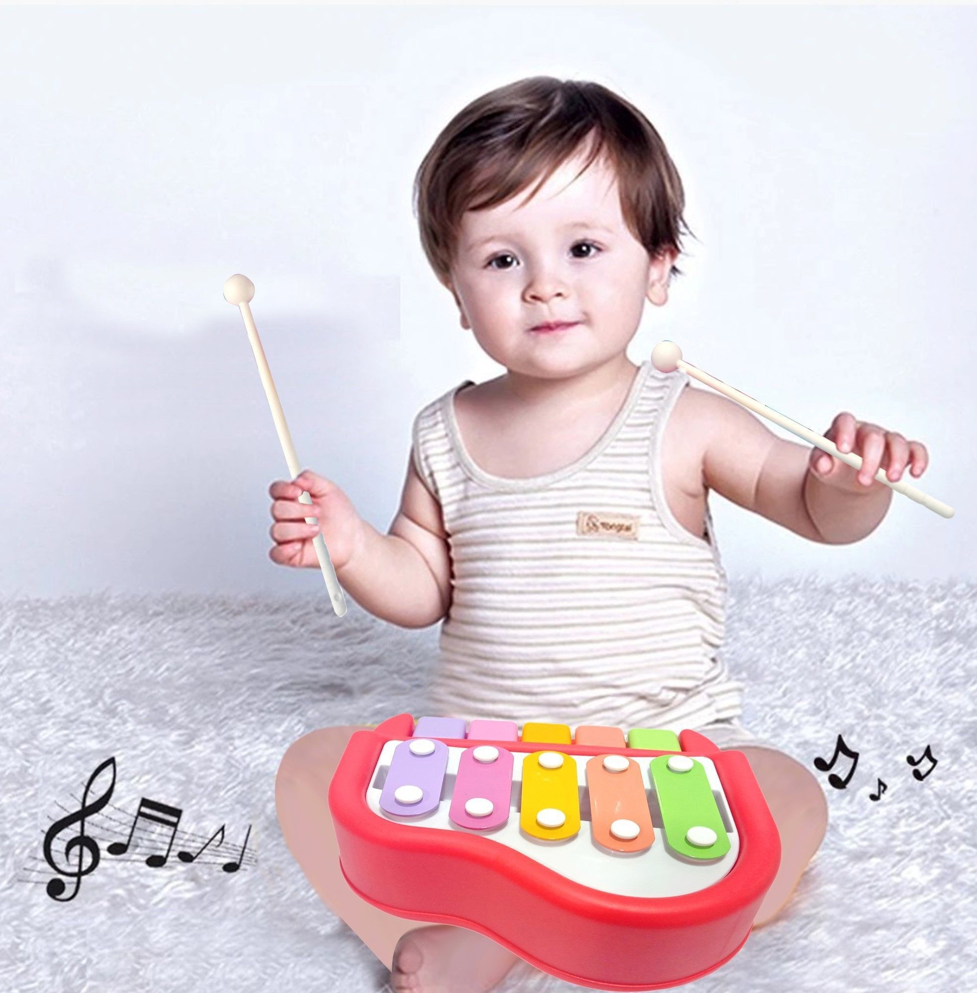 saleoff SALEOFF27086_@_1204 Xylophone 2-in-1 Premium Piano 5 Key Scale Musical Toy For Kids - 657 Analog Digital Piano-picture-1