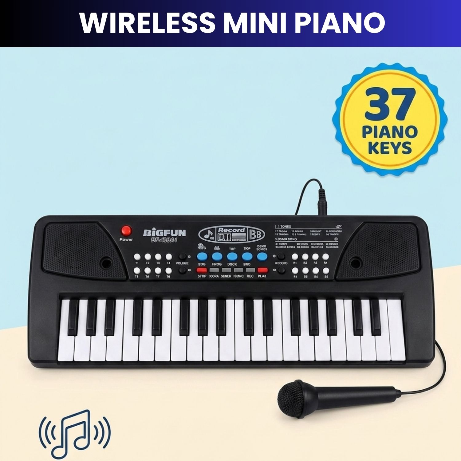 clairbell Piano Keyboard With Mic 37 Keys Music Toy Protable Electronic Piano for KidsE198 Piano Keyboard With Mic 37 Keys Music Toy Protable Electronic Piano for KidsE198 Analog Digital Piano-picture-10