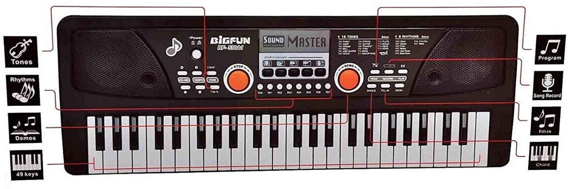49 Key Piano Keyboard Toy for Kids P38 dc Power Option+Recording Microphone Multi Colour Keys with USB Charging P38 Analog Portable Keyboard-image-26