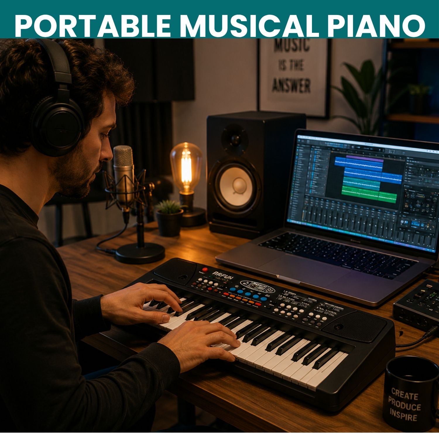 sacro Piano Keyboard With Mic 37 Keys Music Toy Protable Electronic Piano for KidsQ112 Piano Keyboard With Mic 37 Keys Music Toy Protable Electronic Piano for KidsQ112 Analog Digital Piano-picture-5