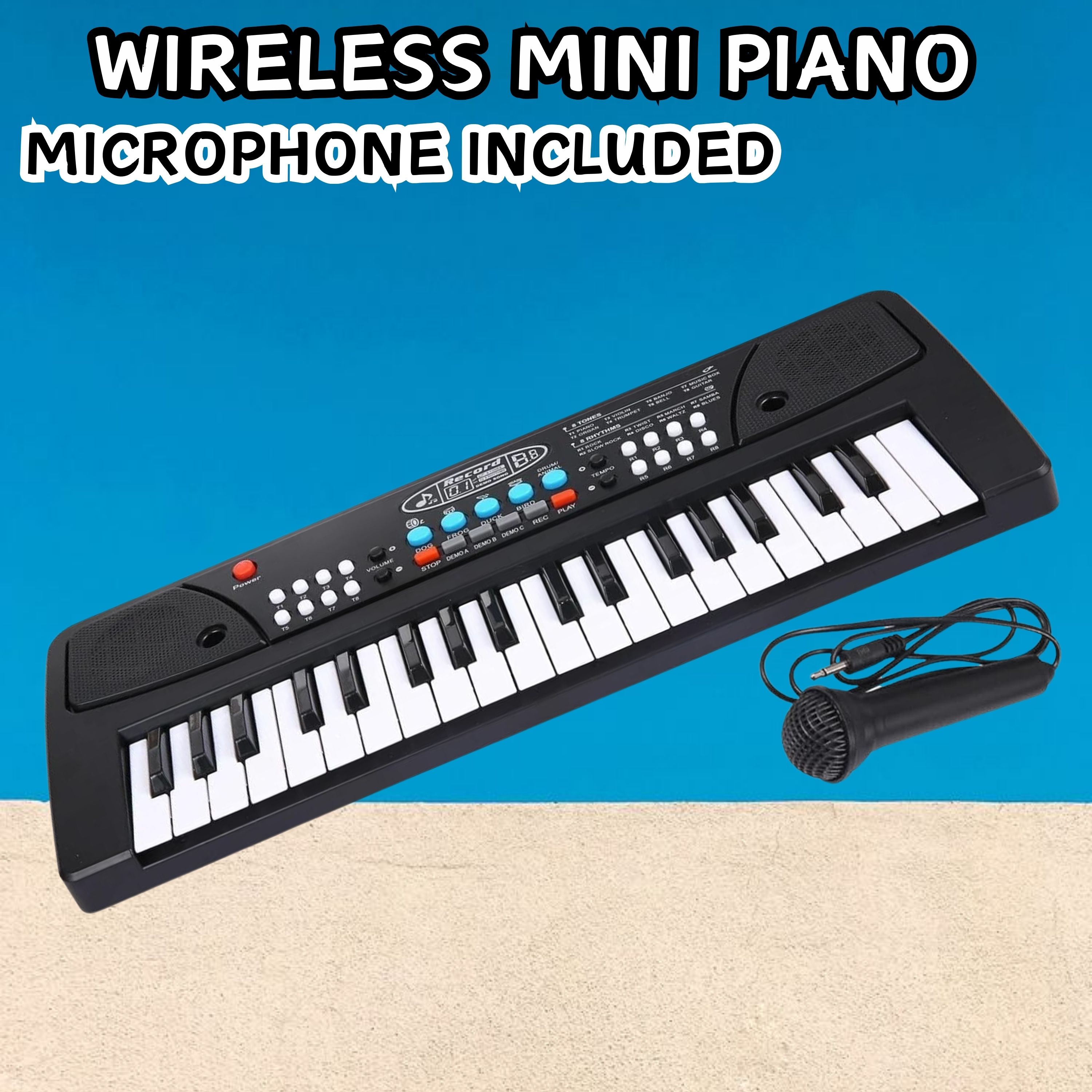 frony (Piano Keyboard) Toy with 37 Key, Recording and Mic, Adapter for DC Power B286 (Piano Keyboard) Toy with 37 Key, Recording and Mic, Adapter for DC Power B286 Analog Portable Keyboard-picture-1
