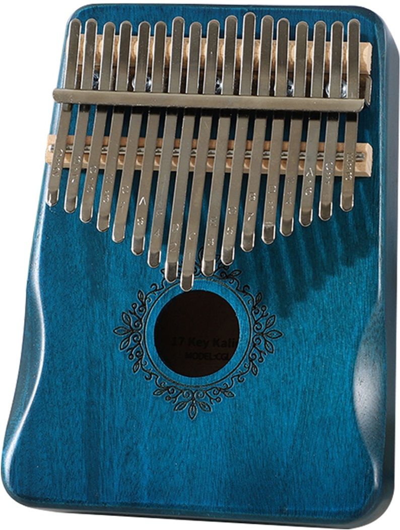 Thumb Piano 17 Keys Musical Instrument Kalimba with Engraved Notes and Tuning Hammer- Blue Analog Portable Keyboard-image-47