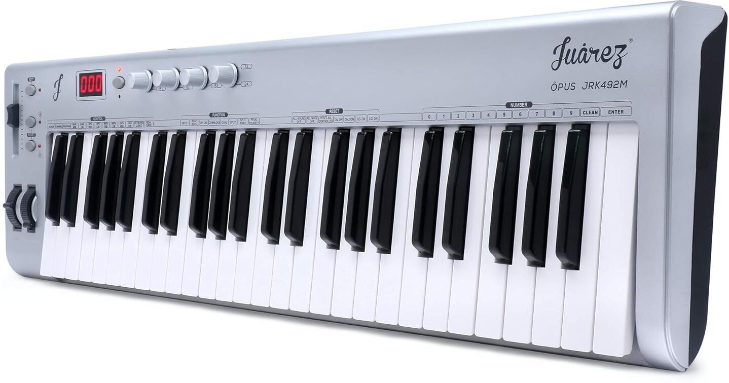 Opus JRK492M 49-Key MIDI Keyboard Controller with Initial Touch Response | Adapter | Key Note Stickers | Music Sheet Stand | MIDI Out | USB Interface Digital Portable Keyboard