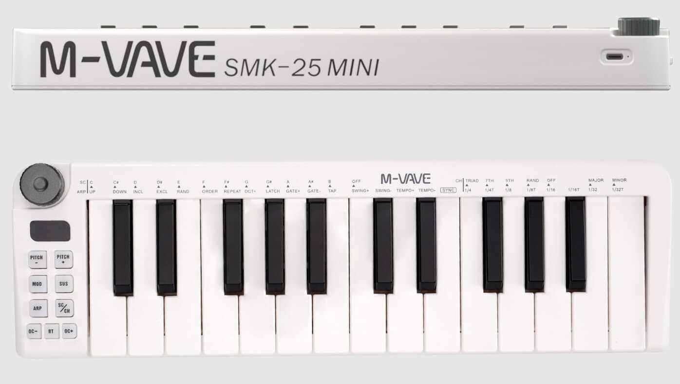 M-WAVE SMK-25 Mini MIDI Keyboard – 25-Key Portable USB MIDI Controller with Velocity Sensitive Keys, Compact Design for Music Production & Live Performance Analog Portable Keyboard-image-21