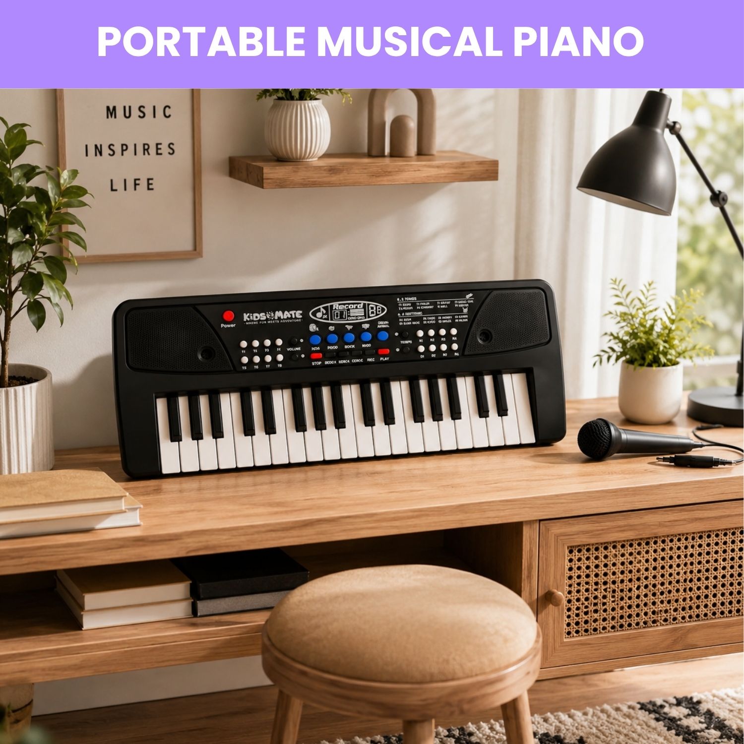clairbell Piano Keyboard With Mic 37 Keys Music Toy Protable Electronic Piano for KidsE400 Piano Keyboard With Mic 37 Keys Music Toy Protable Electronic Piano for KidsE400 Analog Digital Piano-picture-29