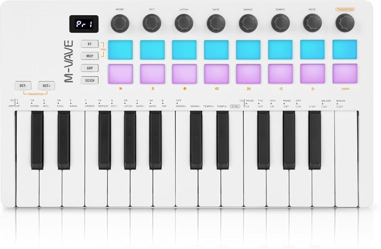 M-WAVE Portable MIDI Keyboard Controller – 25-Key Synth with Drum 16Pads & Knobs SMK-25 II Digital Portable Keyboard-image-27