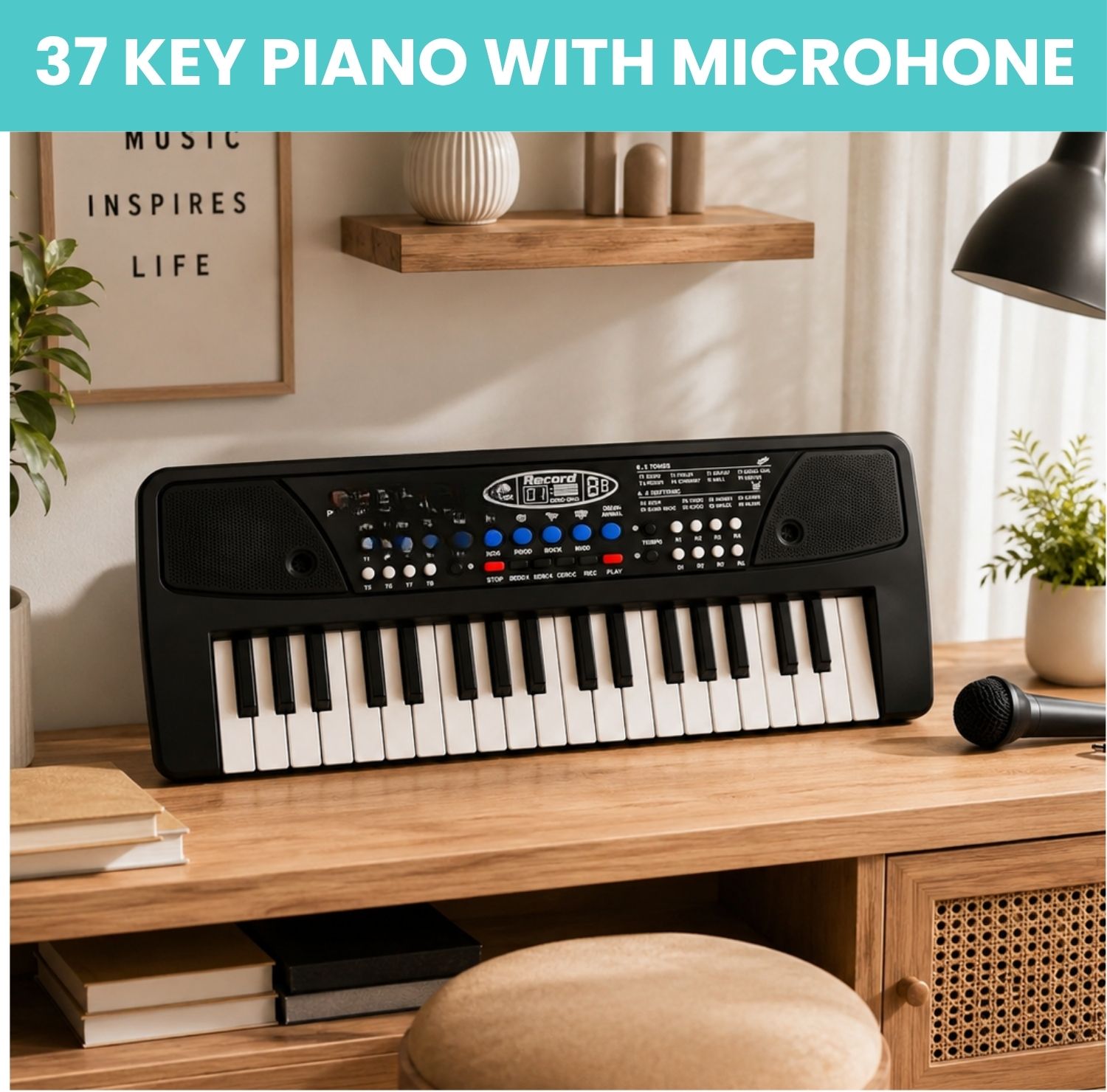 frony Piano Keyboard With Mic 37 Keys Music Toy Protable Electronic Piano for KidsW384 Piano Keyboard With Mic 37 Keys Music Toy Protable Electronic Piano for KidsW384 Analog Digital Piano-picture-26