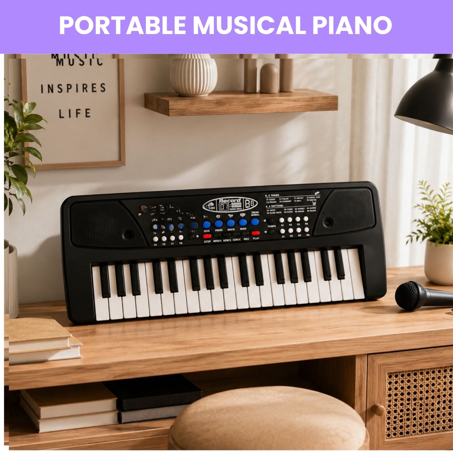 frony Piano Keyboard With Mic 37 Keys Music Toy Protable Electronic Piano for KidsW483 Piano Keyboard With Mic 37 Keys Music Toy Protable Electronic Piano for KidsW483 Analog Digital Piano-picture-34