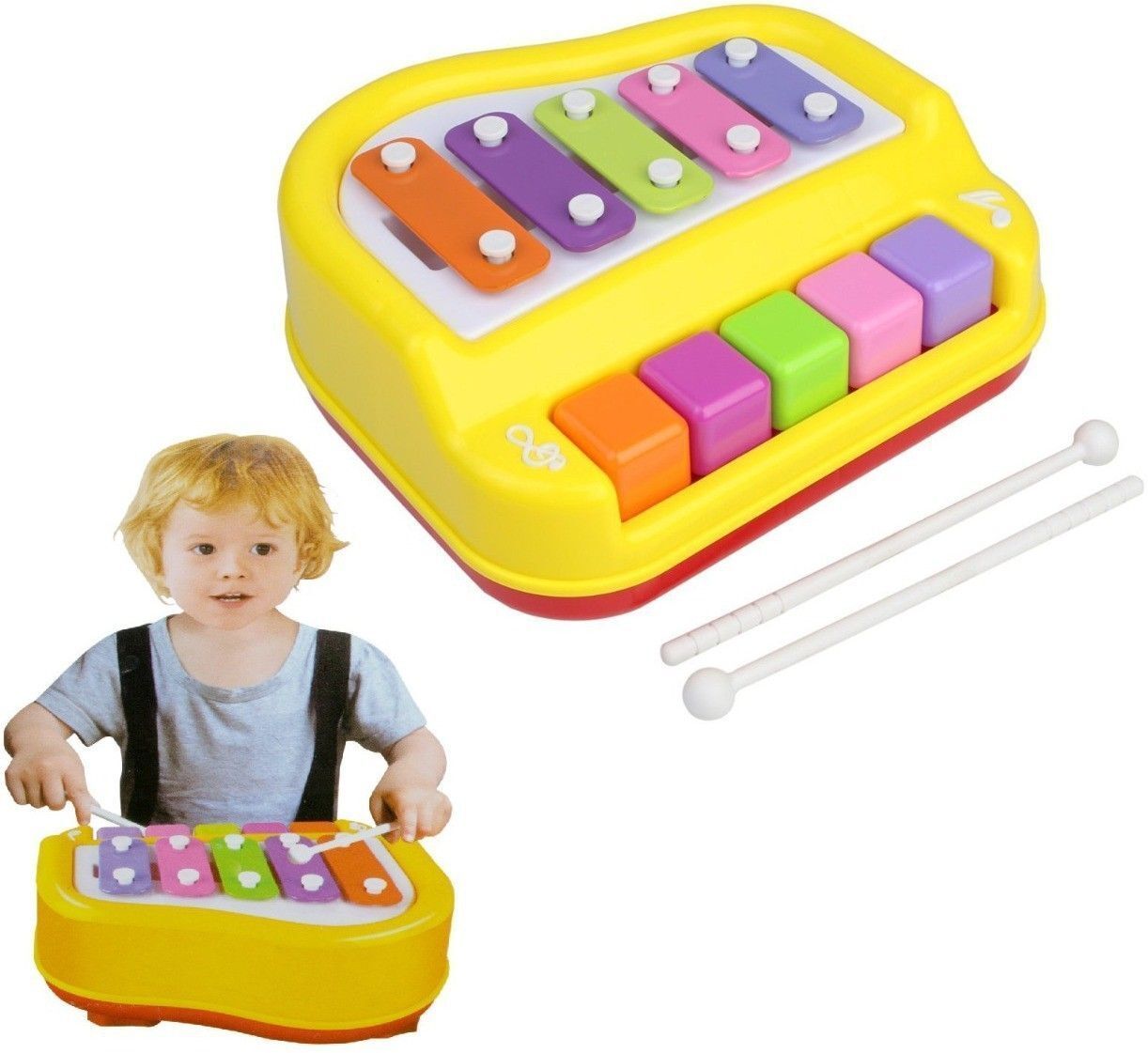 saleoff SALEOFF27102_@_323 Xylophone 2-in-1 Premium Piano 5 Key Scale Musical Toy For Kids - 708 Analog Digital Piano-picture-2