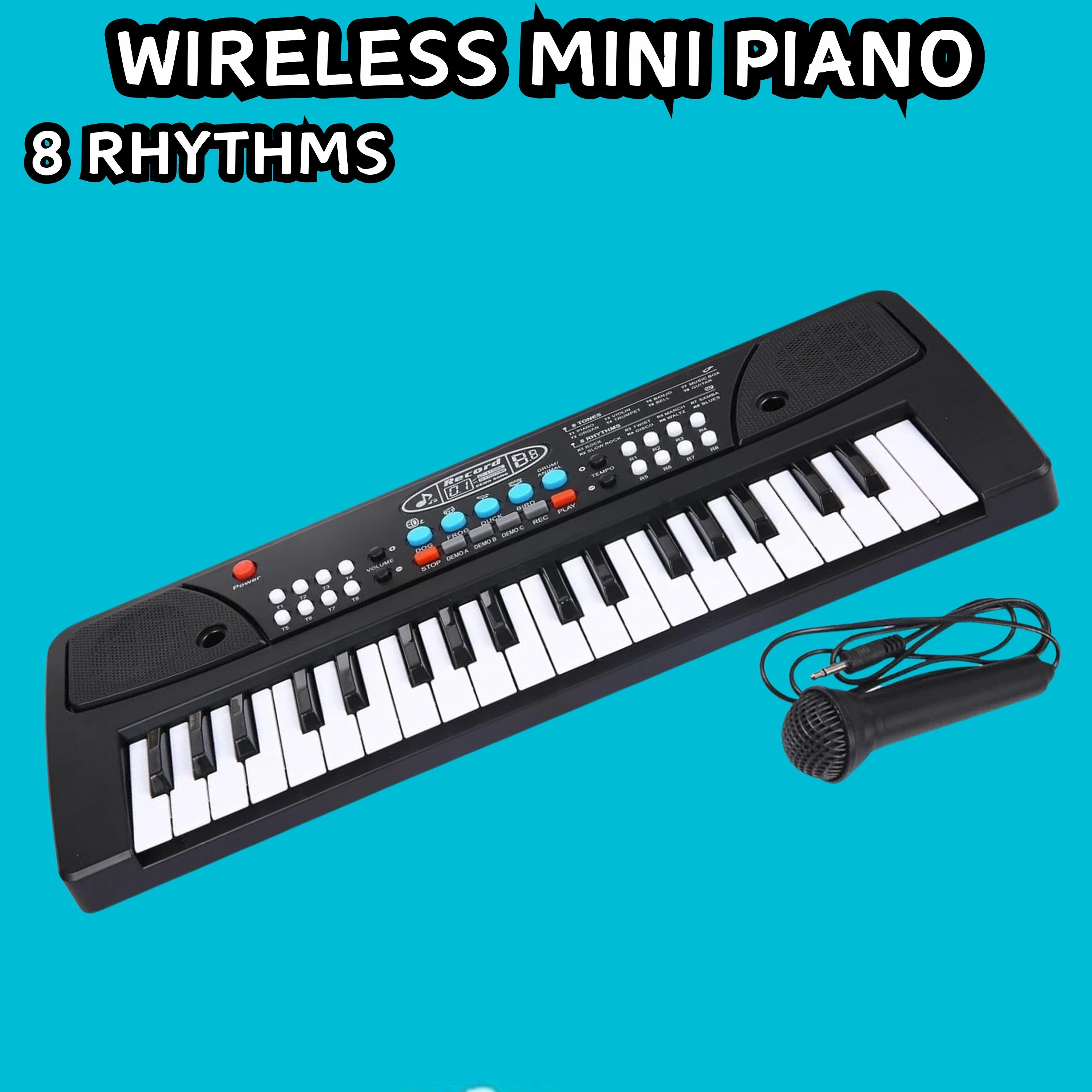 sacro (Piano Keyboard) Toy with 37 Key, Recording and Mic, Adapter for DC Power F461 (Piano Keyboard) Toy with 37 Key, Recording and Mic, Adapter for DC Power F461 Analog Portable Keyboard-picture-1