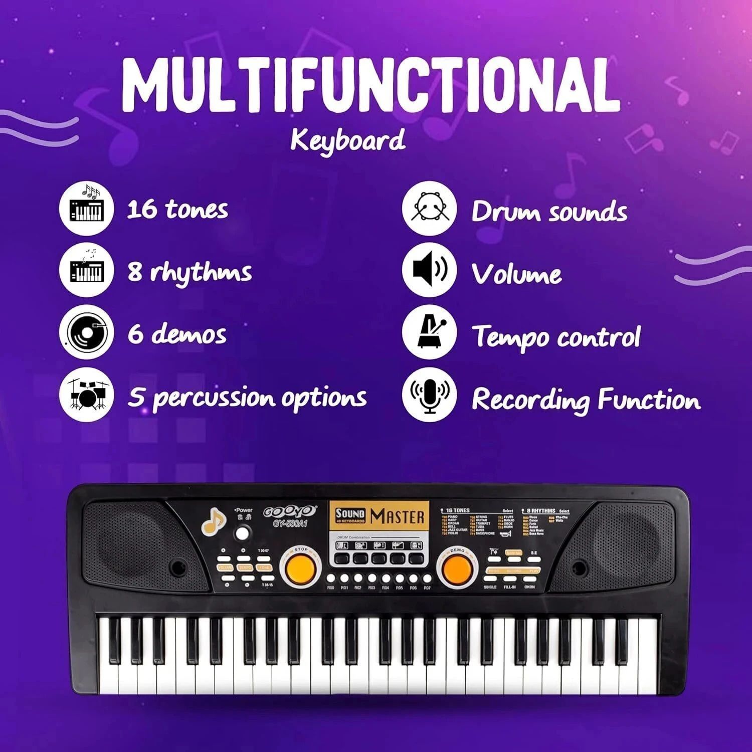 49 Keys Electronic Piano Keyboard with LED Display & Microphone, KW__37_74 49 keys Electronic Piano Keyboard with Microphone 49 Keys Analog Portable Keyboard-image-28