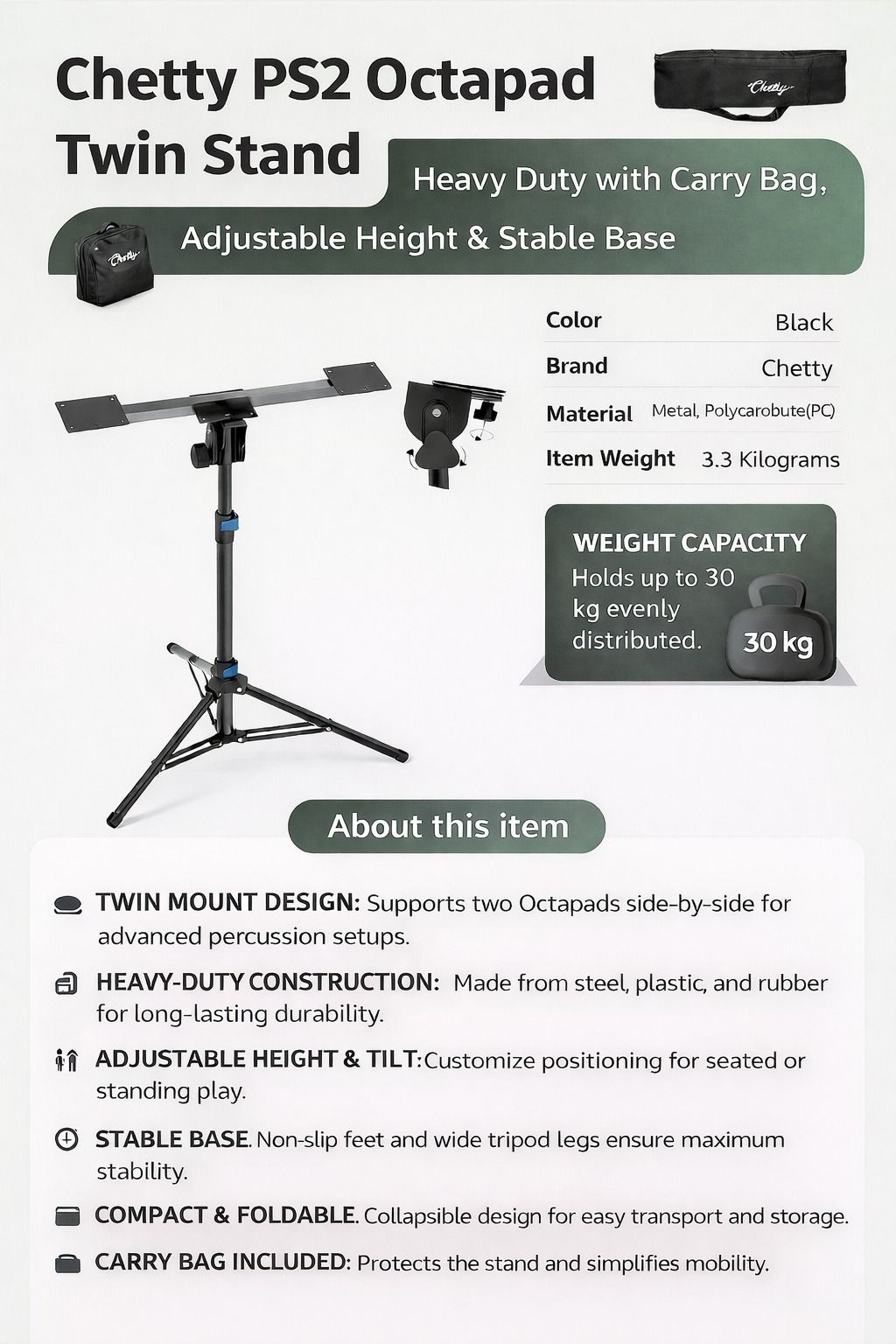 music galaxy CHETTY PS2 OCTAPAD TWIN STAND MGTS11 Octapad Stand-picture-43