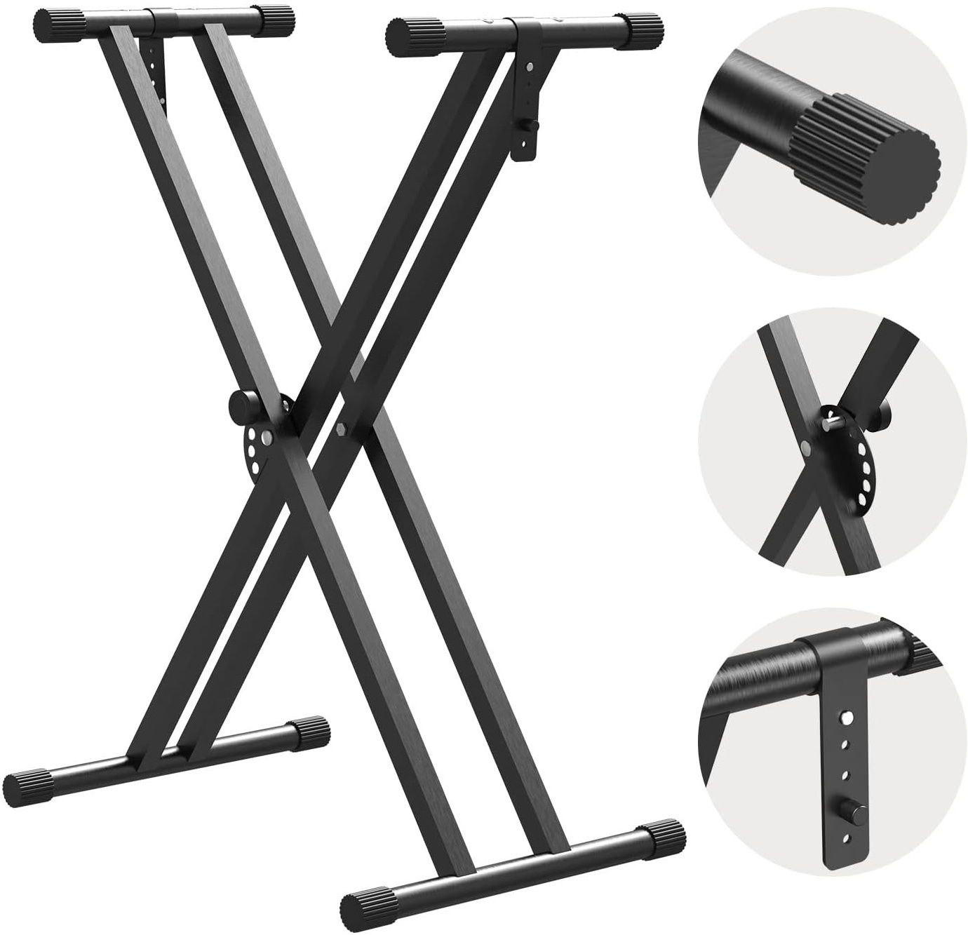 techtest Heavy-Duty Double-X Adjustable Piano Keyboard Stand with Locking Straps Keyboard Stand-picture-22