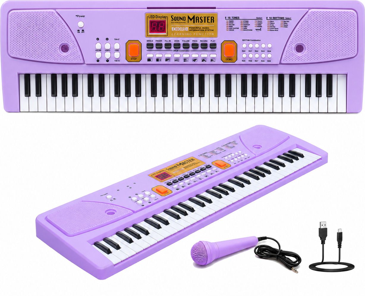 jericos 37-Key Kids Piano Keyboard with Microphone, Recording, 8 Tones & 8 Rhythms-picture-34