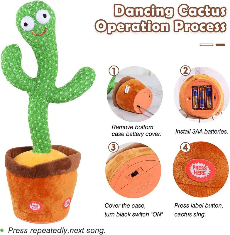 haulsale Dancing Talking Cactus Plush Toy, Wriggle, Singing, Repeats What You Say-763-picture-43