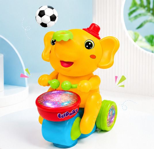 zecommerce Baby Musical Elephant Drum Toy with LED Lights and Moving Action-picture-45