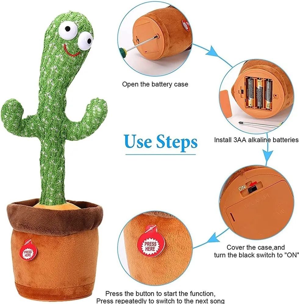Toys Dancing Cactus Talking Toy, Cactus Plush Toy, Wriggle & Singing Recording-image-30