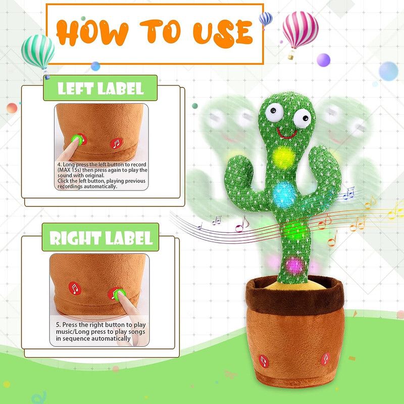 saleoff Dancing Talking Cactus Plush Toy, Wriggle, Singing, Repeats What You Say-994-picture-18